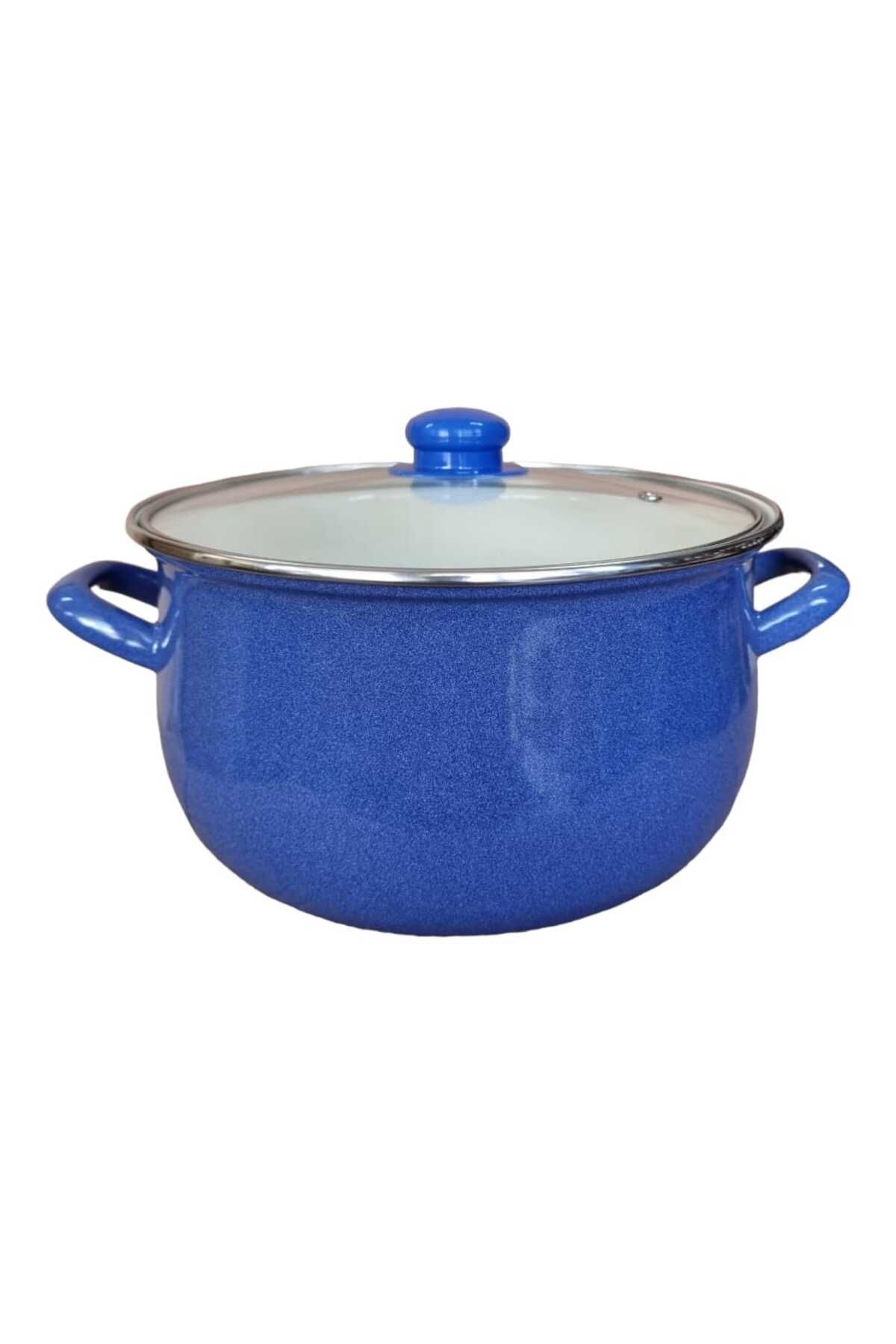 QUSSİNE 24 CM emaye kızartma yoğurt tenceresi 5.5 litre mavi