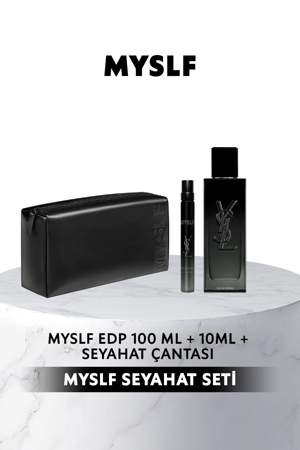 Мужской парфюмерный набор Yves Saint Laurent Myslf Edp 100 мл и 10 мл и дорожная сумка 7829999999137 VB829137