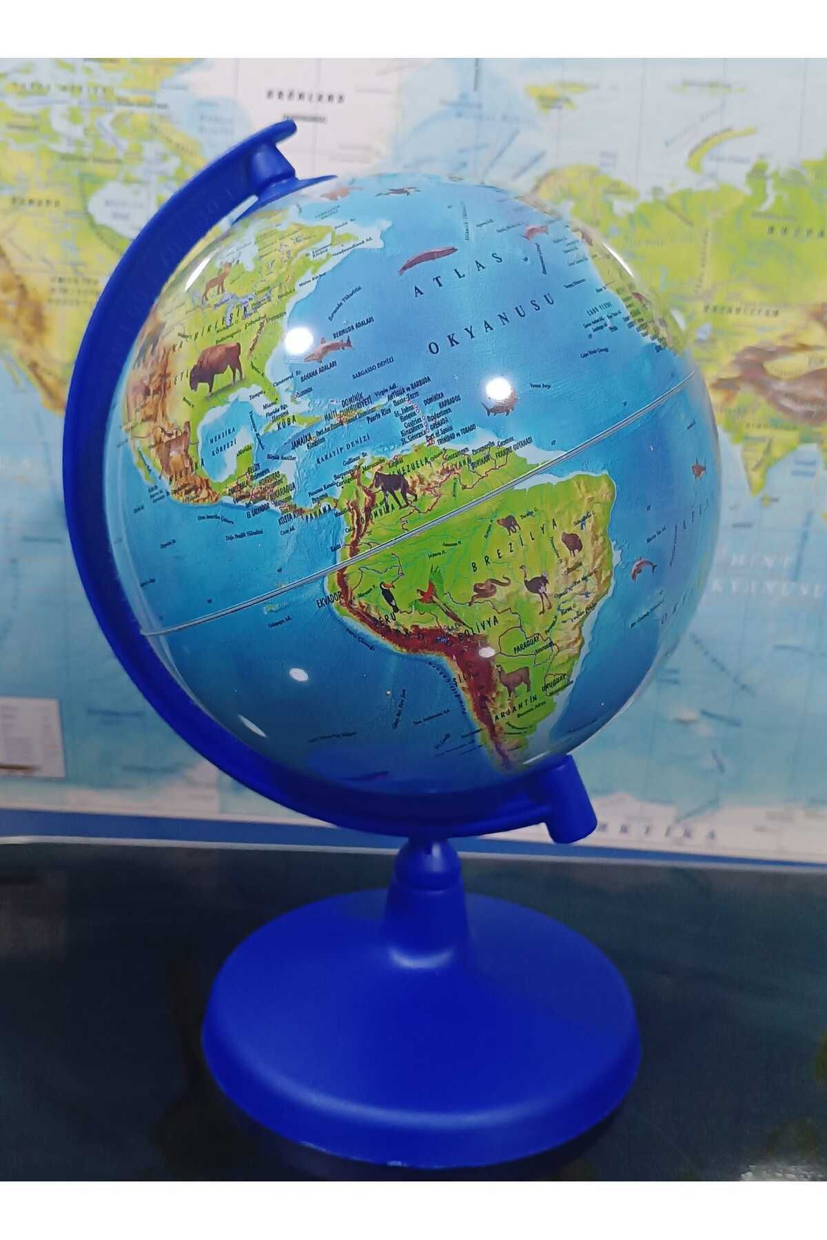 Dünya Küresi Hayvan Temalı Konsept Çocuk Hediye 20 Cm Çap Ev Ofis Dekorasyon Yer Küre
