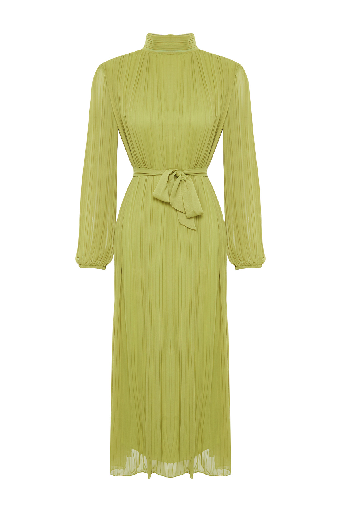 Trendyol Modest-Olejově zelené tkané šifonové šaty s podšívkou TCTSS24DB00040 8