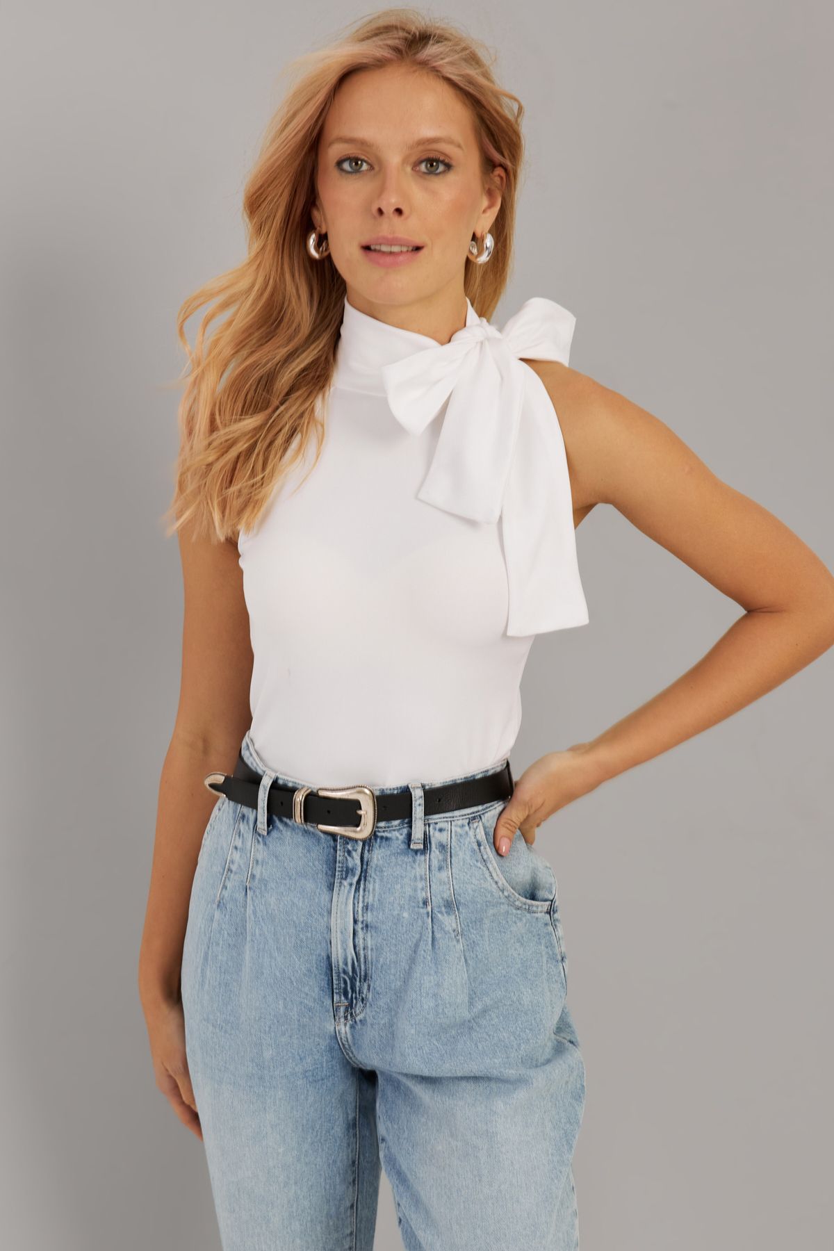 Cool & Sexy-Női fehér masnis blúz EY2726 3