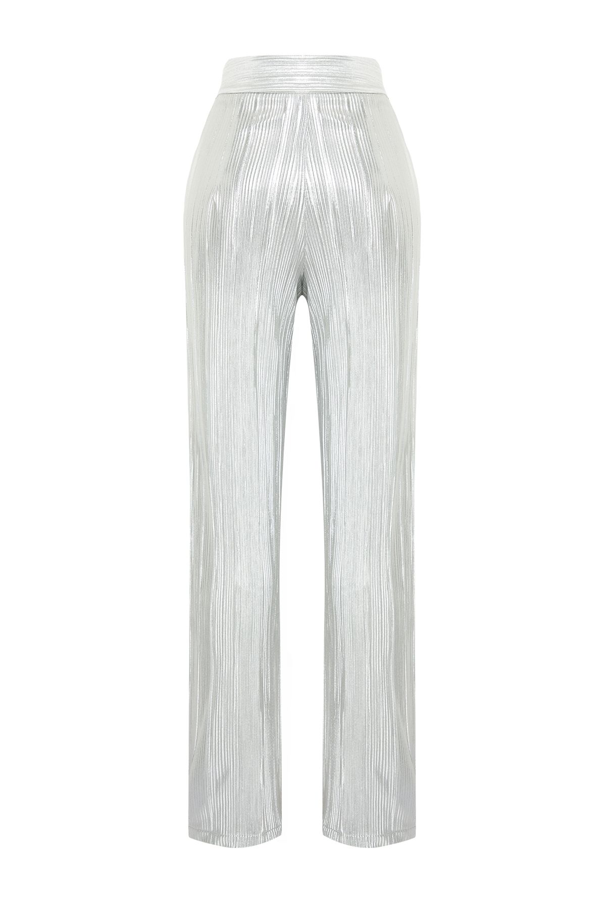 Trendyol Collection-Silberne Webhose mit Plissee - Weites Bein TPRSS24PL00006 8