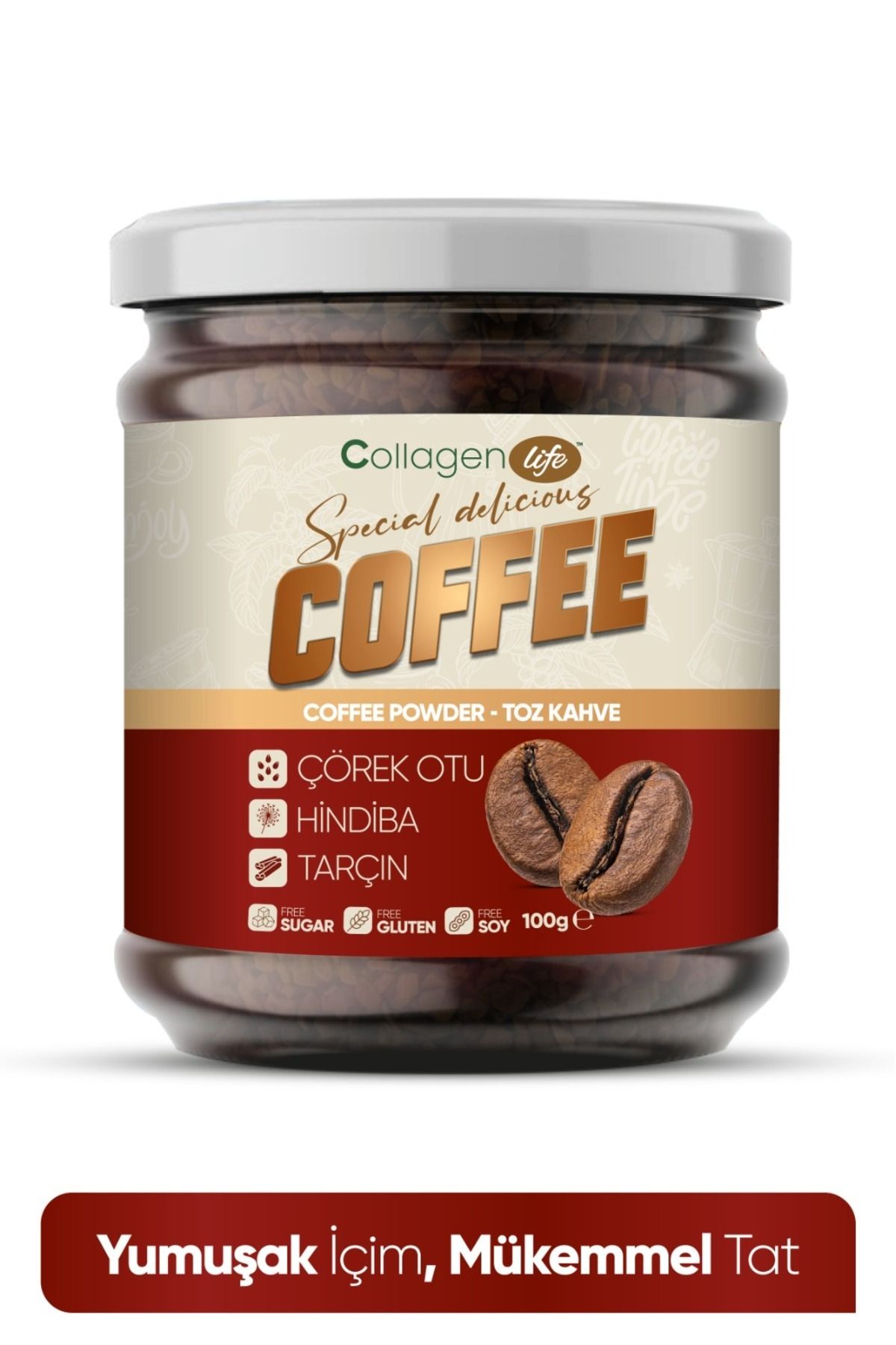 Collagen Life Hindiba, Tarçın ve Çörekotu İçeren Detox Kahve Net 100gr DKK1