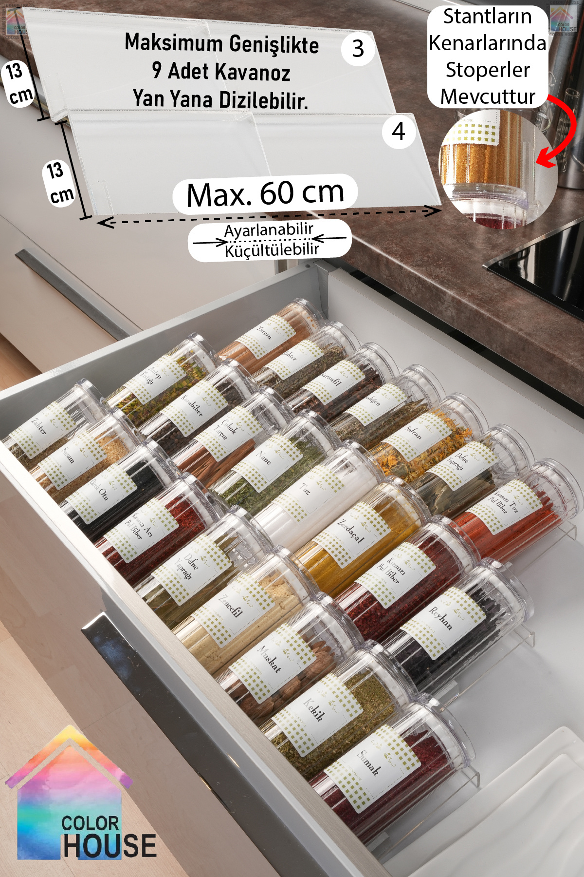 color house 18 Pieces 280 ml Jar Spice Bowl Borosilicate Glass and 4