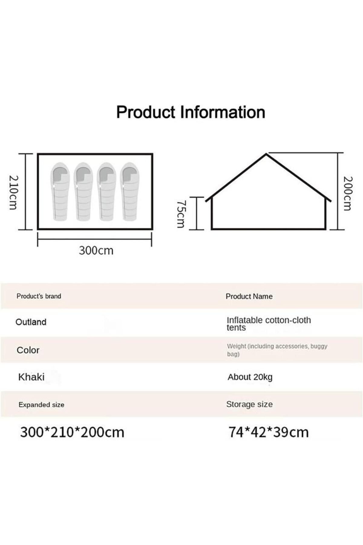 Madfox Bigless Glamping Cotton Inflatable Şişme Çadır [ Baca Çıkışlı ]