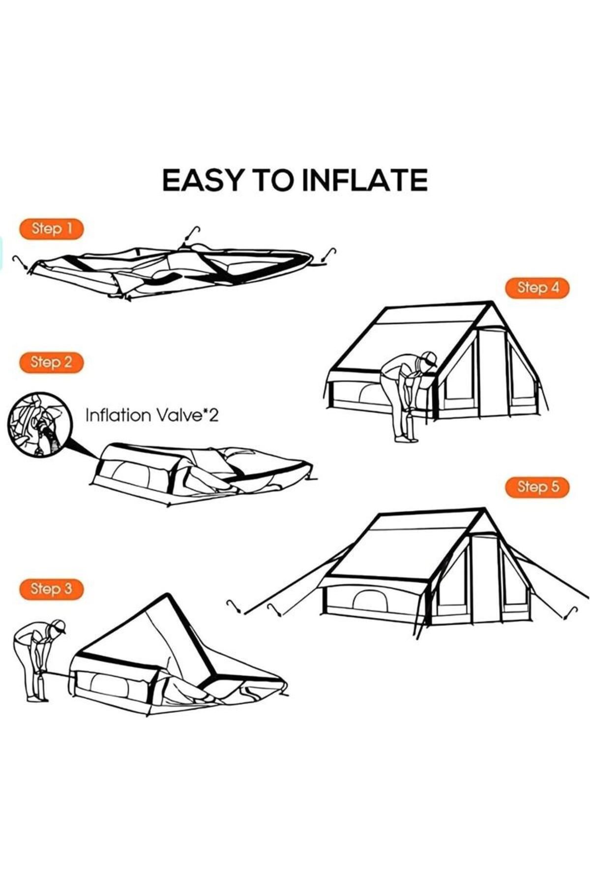 Madfox Bigless Glamping Cotton Inflatable Şişme Çadır [ Baca Çıkışlı ]