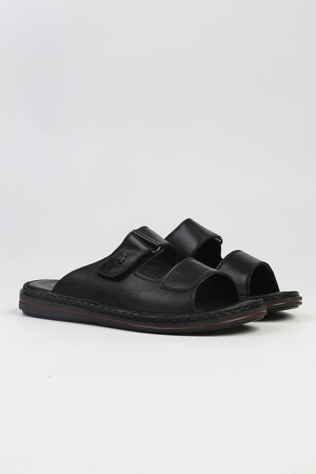دمپایی پیر کاردین مردانه چرم اصل مشکی  راسته      لباس خانگی | Pierre Cardin PC-5111 TR - تصویر 2