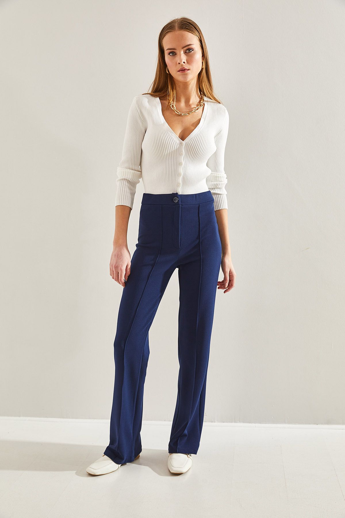 Bianco Lucci-Kastanienbraune Palazzo-Hose für Damen 2