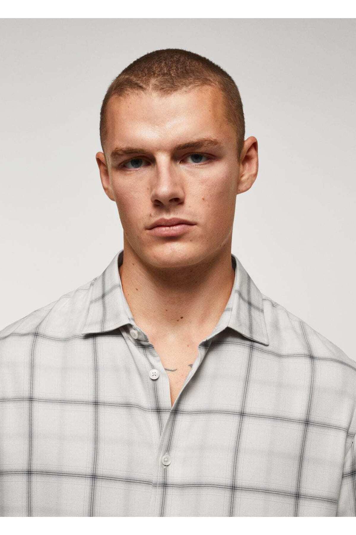 پیراهن مردانه آبی منگوMANGO Man | 57045954 اورجینال - تصویر 6