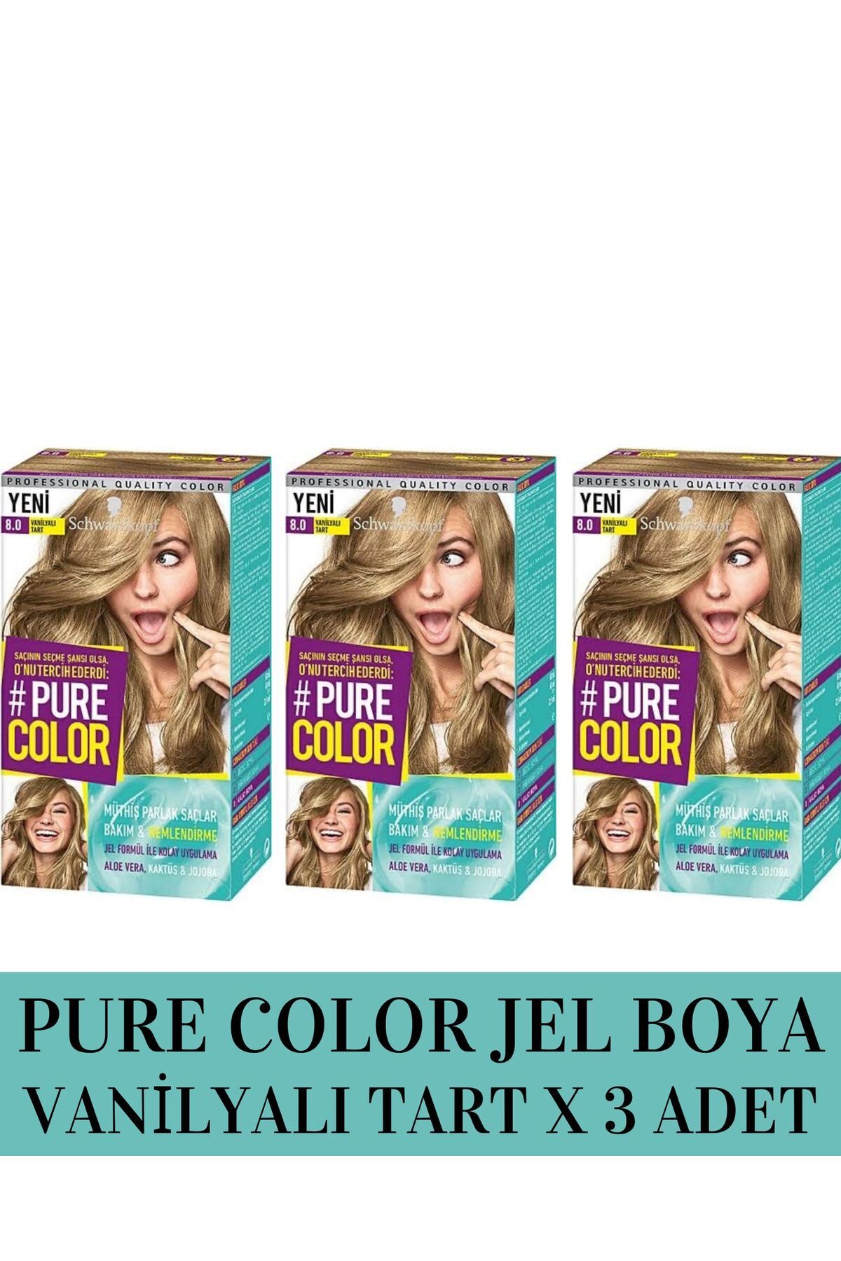 رنگ مو نود مردانه و زنانه Schwarzkopf خالص 8.0 وانیلی تارت x 3pcs Pure Color