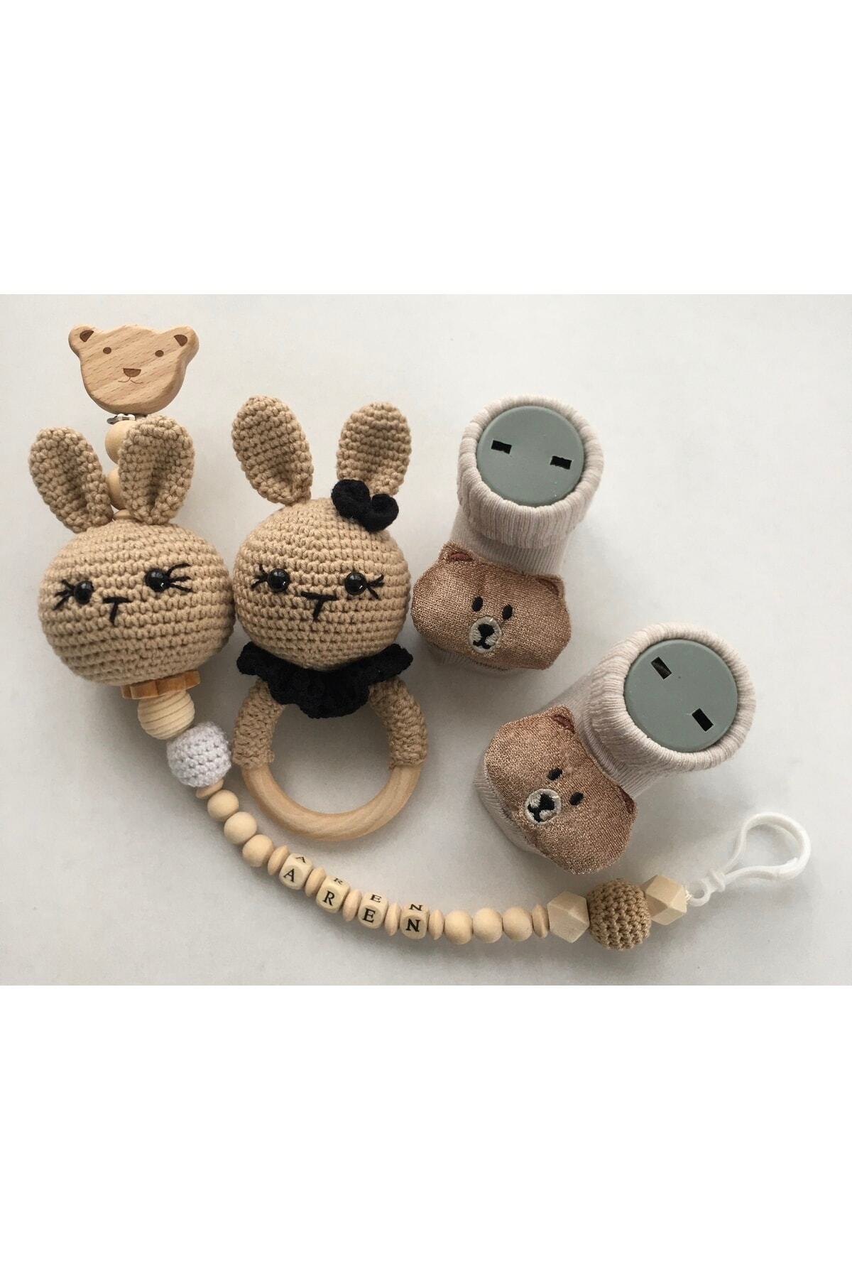 Style Baby Amazing Hoşgeldin Bebek, Unisex, Yenidoğan Bebek Amigurumi Isimli Emzik Askısı Hediye Seti fotoğrafı 3 (önizleme)