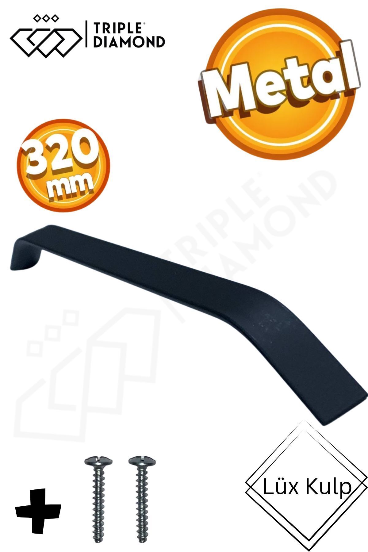 Triple Diamond 320 mm Metal Mat Siyah Çekmece Kulpları Mutfak Dolap Mobilya Kulpu 1 Adet (32 cm ) = 320mm