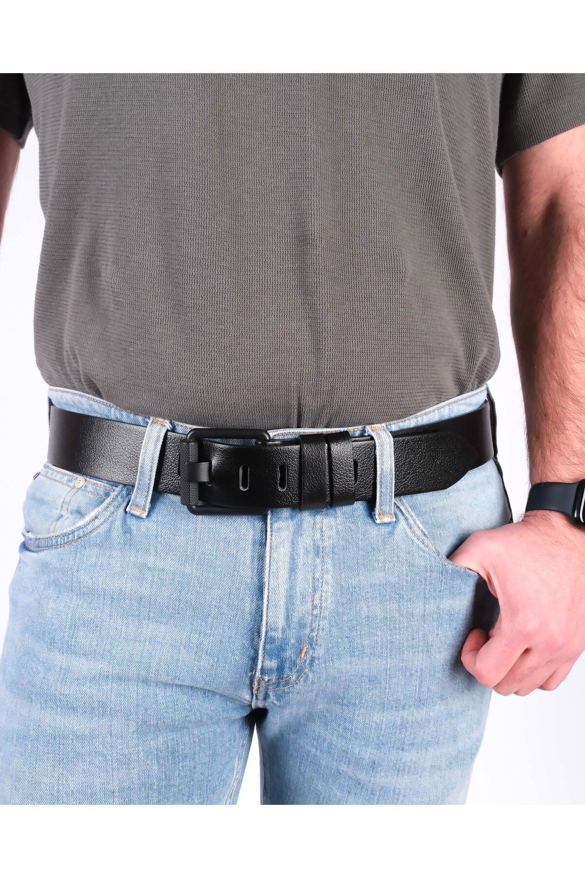 کمربند مردانه مشکی Pino44 | BORUPİNO45SH اورجینال - تصویر 2