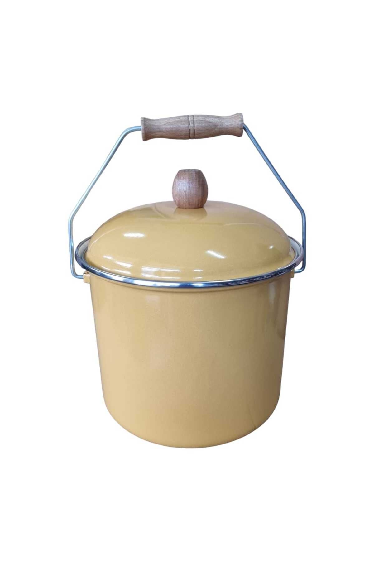 Emaye Yoğurt Tenceresi Emaye Bakraç 20cm 5lt sarı