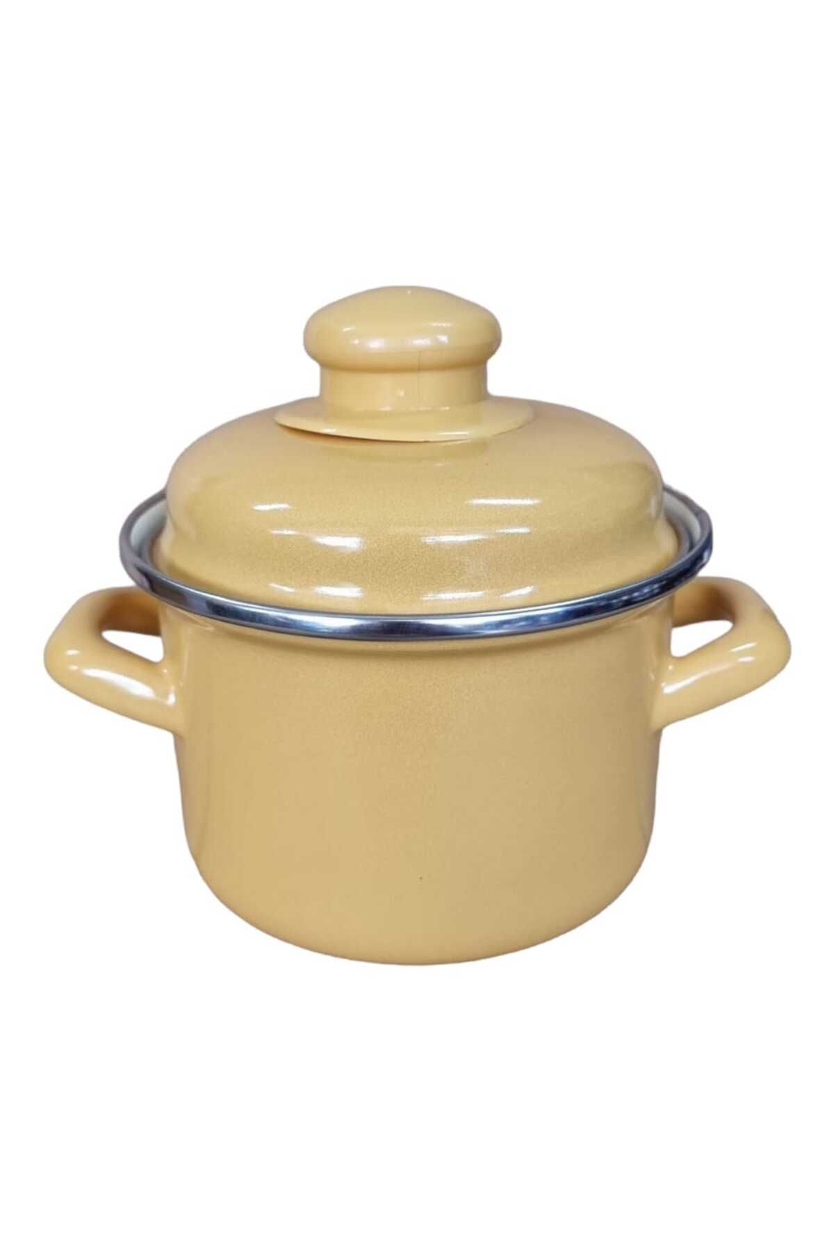 QUSSİNE Lüks Emaye Mini Tencere 12cm 900ml Sarı