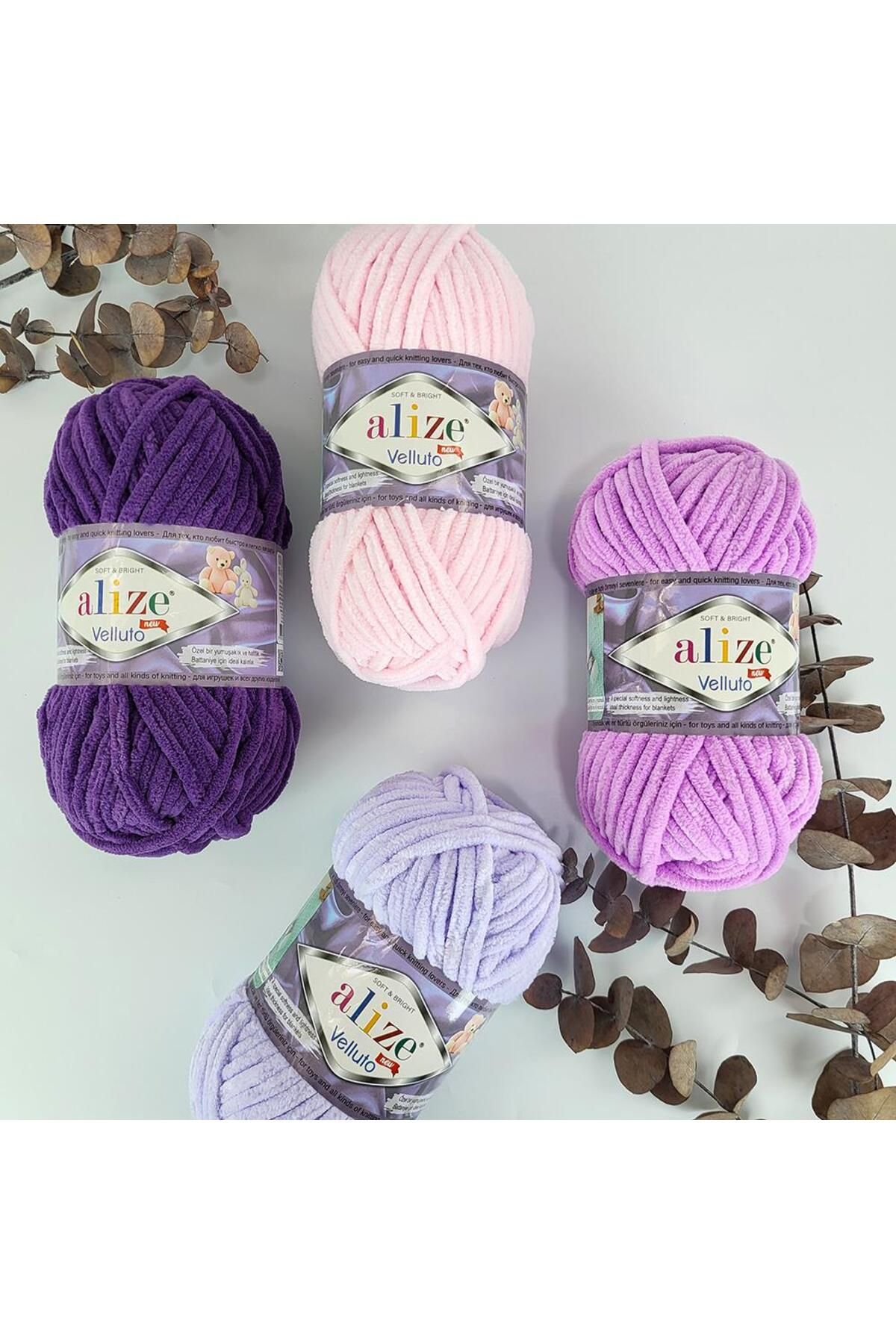 Alize-5-Piece Velluto Black Hand Knitting Yarn - 60S 3