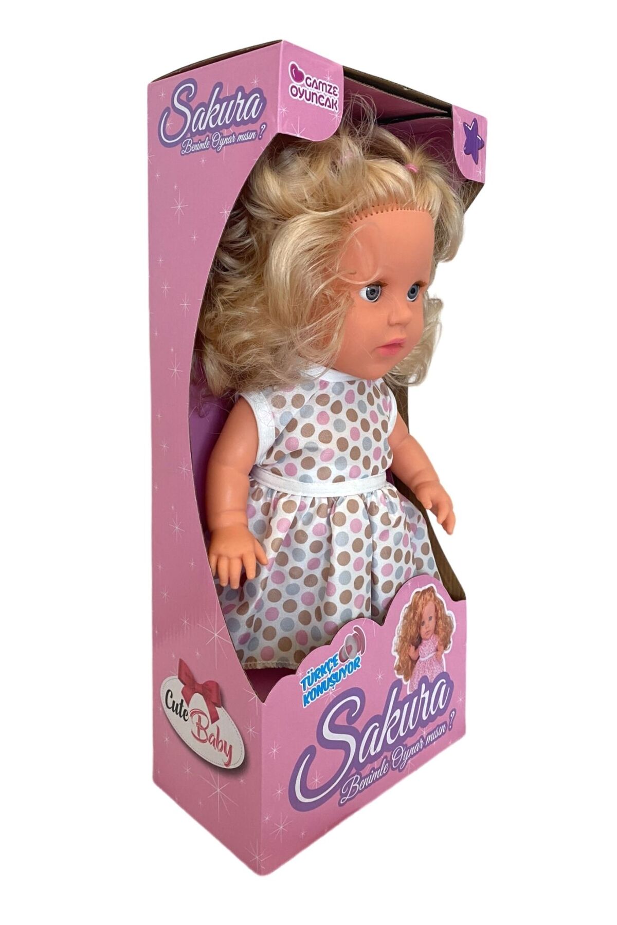 Gamze Oyuncak Sakura Kutulu Türkçe Konuşan Sarı Saçlı Et Bebek Oyuncak (35 CM)