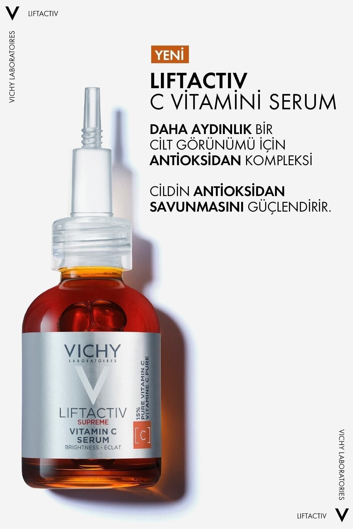 Vichy سرم آنتی اکسیدانت روشن کننده ویچی لیفت‌اکتیویت سوپریم حاوی 15% ویتامین C خالص 20 میلی لیتر
