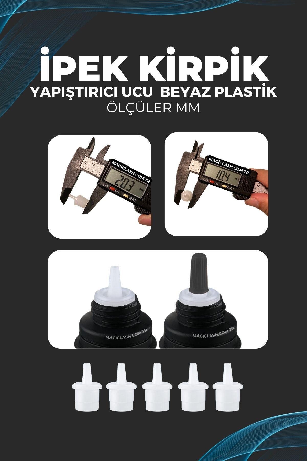 چسب مژه مصنوعی، سفید پلاستیکی، بسته ۵ عددی — plastic5 — تصویر 3 از 3