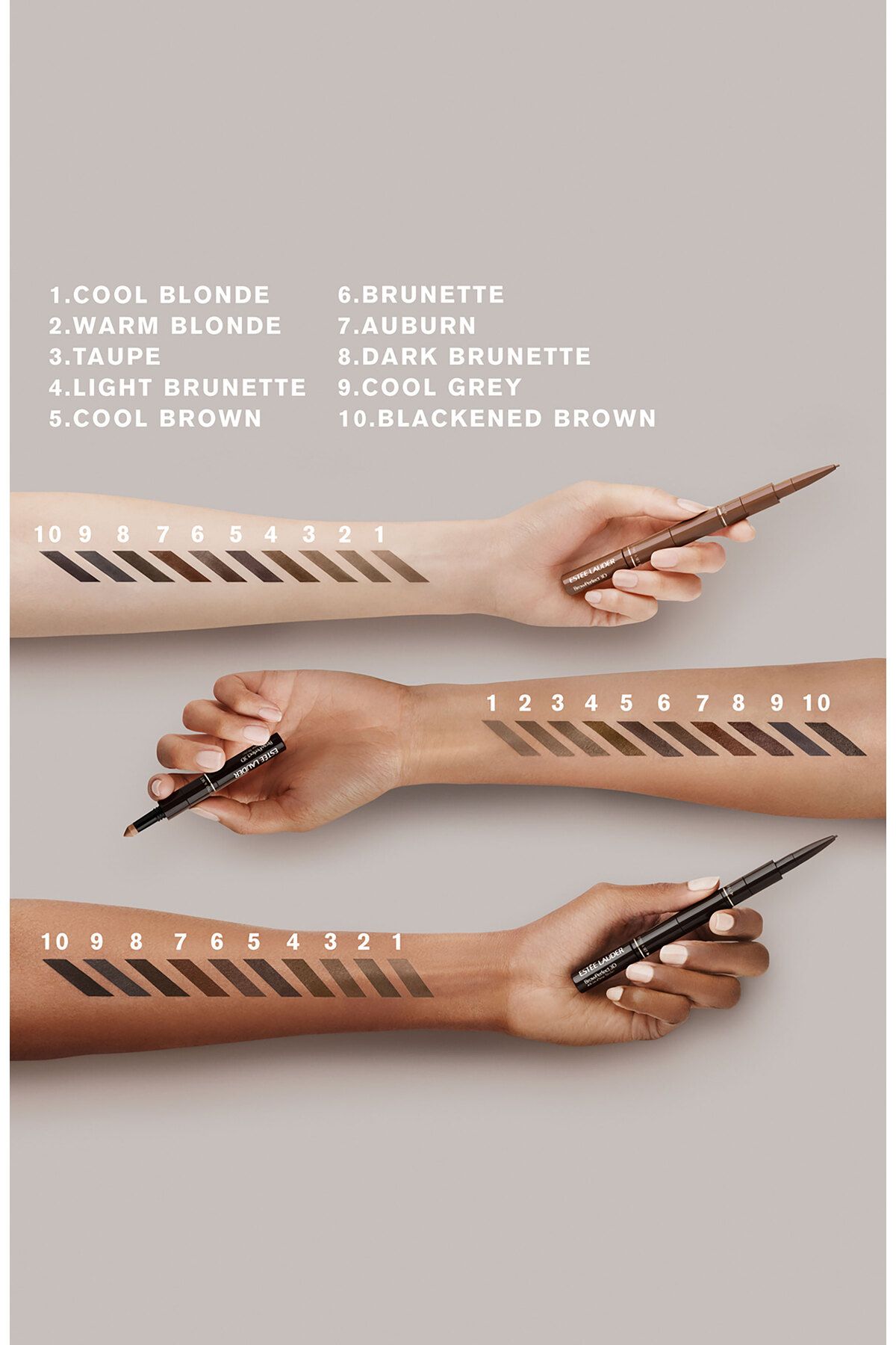 Estee Lauder-BrowPerfect 3D - قلم حواجب، قلم حواجب الكل في واحد، متعدد الاستخدامات، 04 رمادي داكن 7