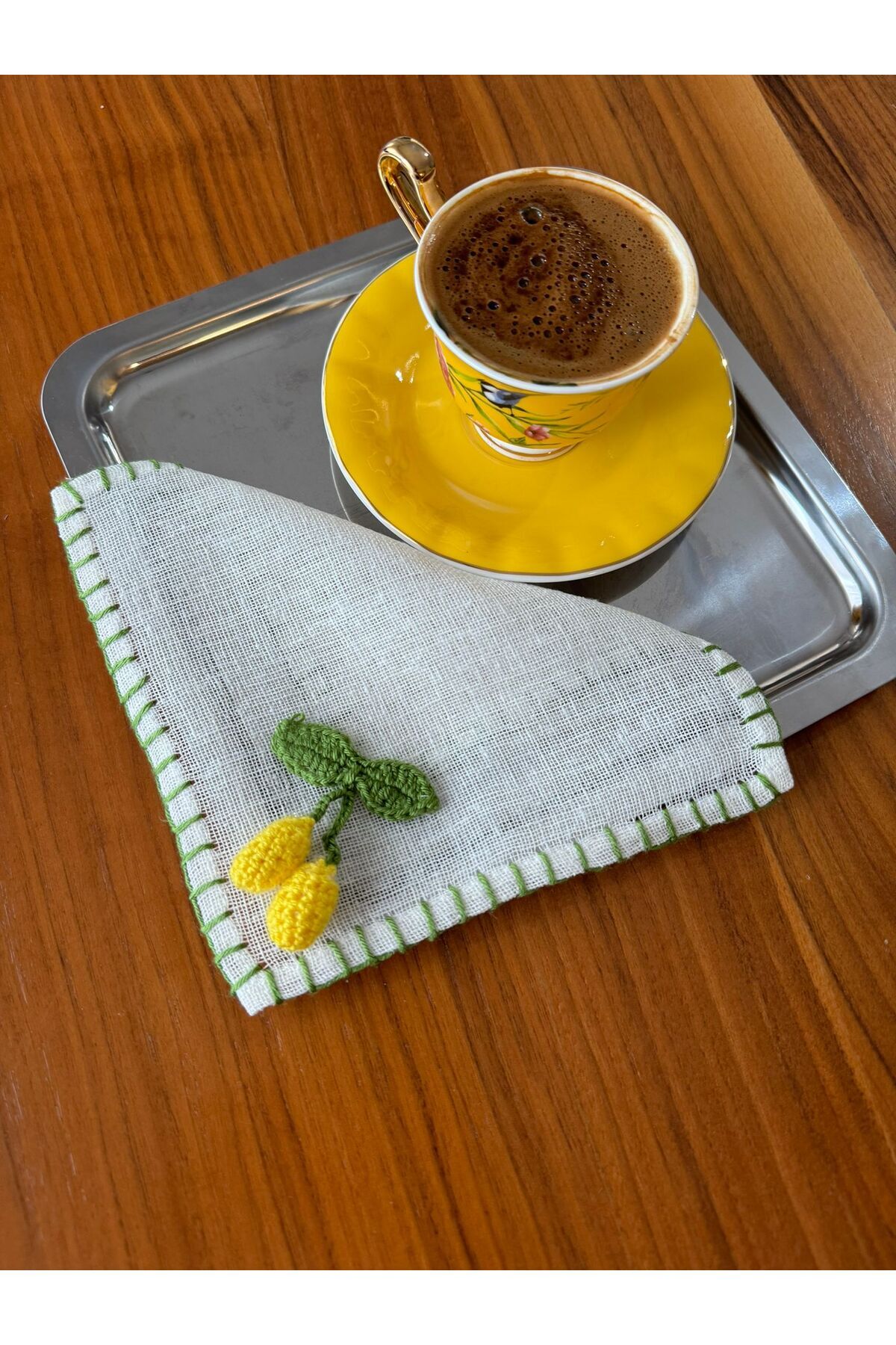 HALATÇI HOME-Coffee Presentation Napkin Lemon Cover Set of 6 3