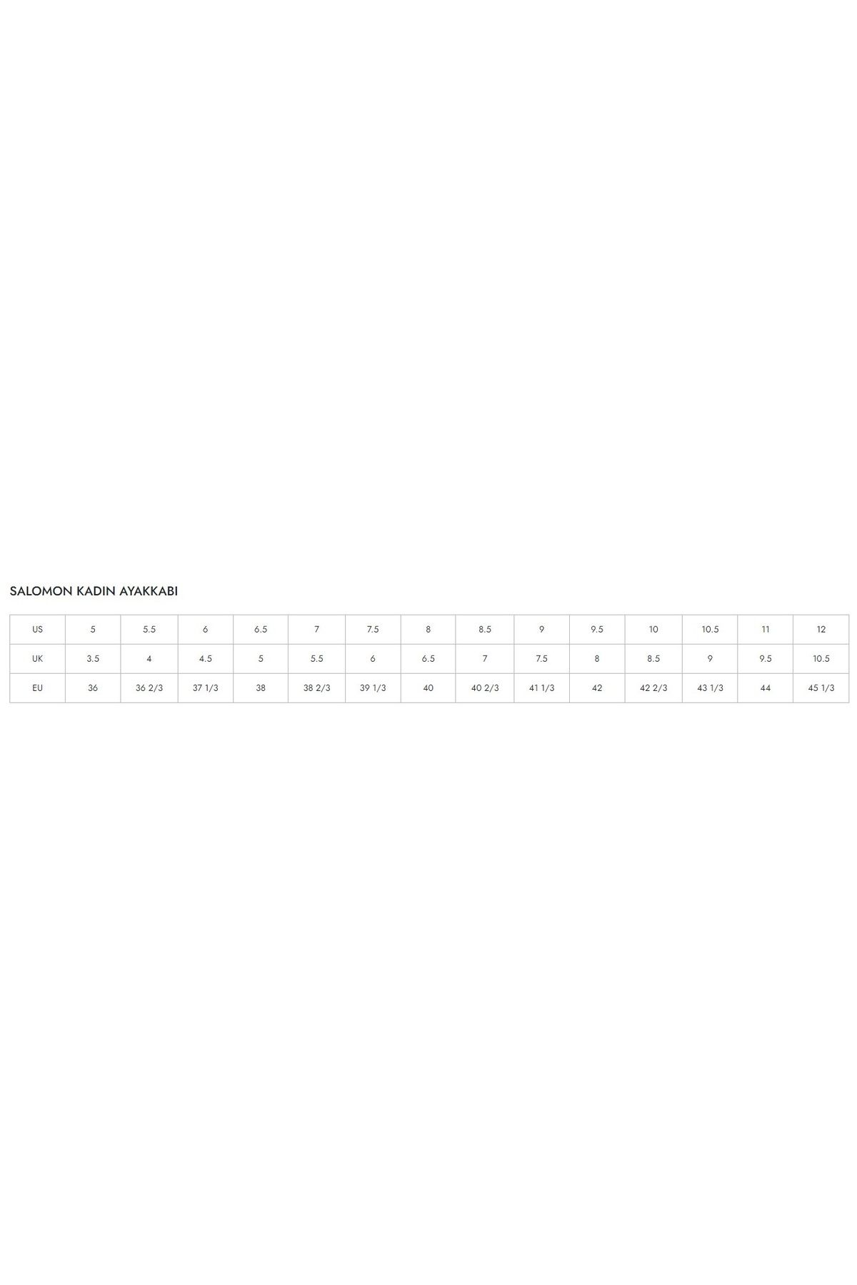 Salomon kids size chart sale