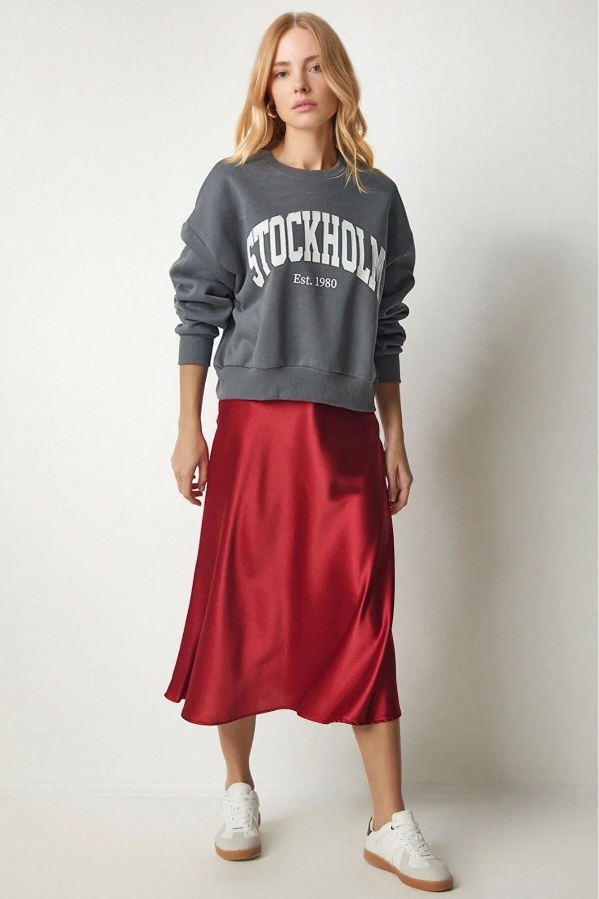 Burgundy skirt clearance elastic waist