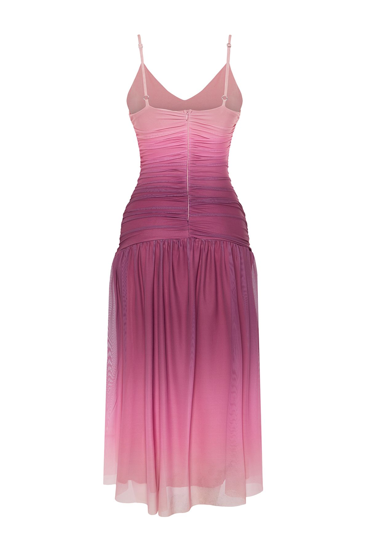 Trendyol Collection-Kolorowa tiulowa sukienka z dzianiny w kształcie litery A - TPRSS24EL00055 8