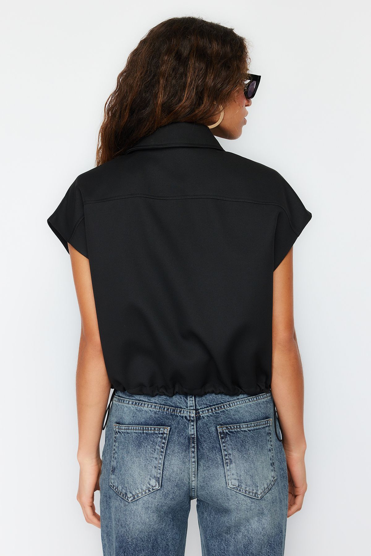 Trendyol Collection-Black Oversize Pocket Detailed Vest TWOSS24YE00037 6