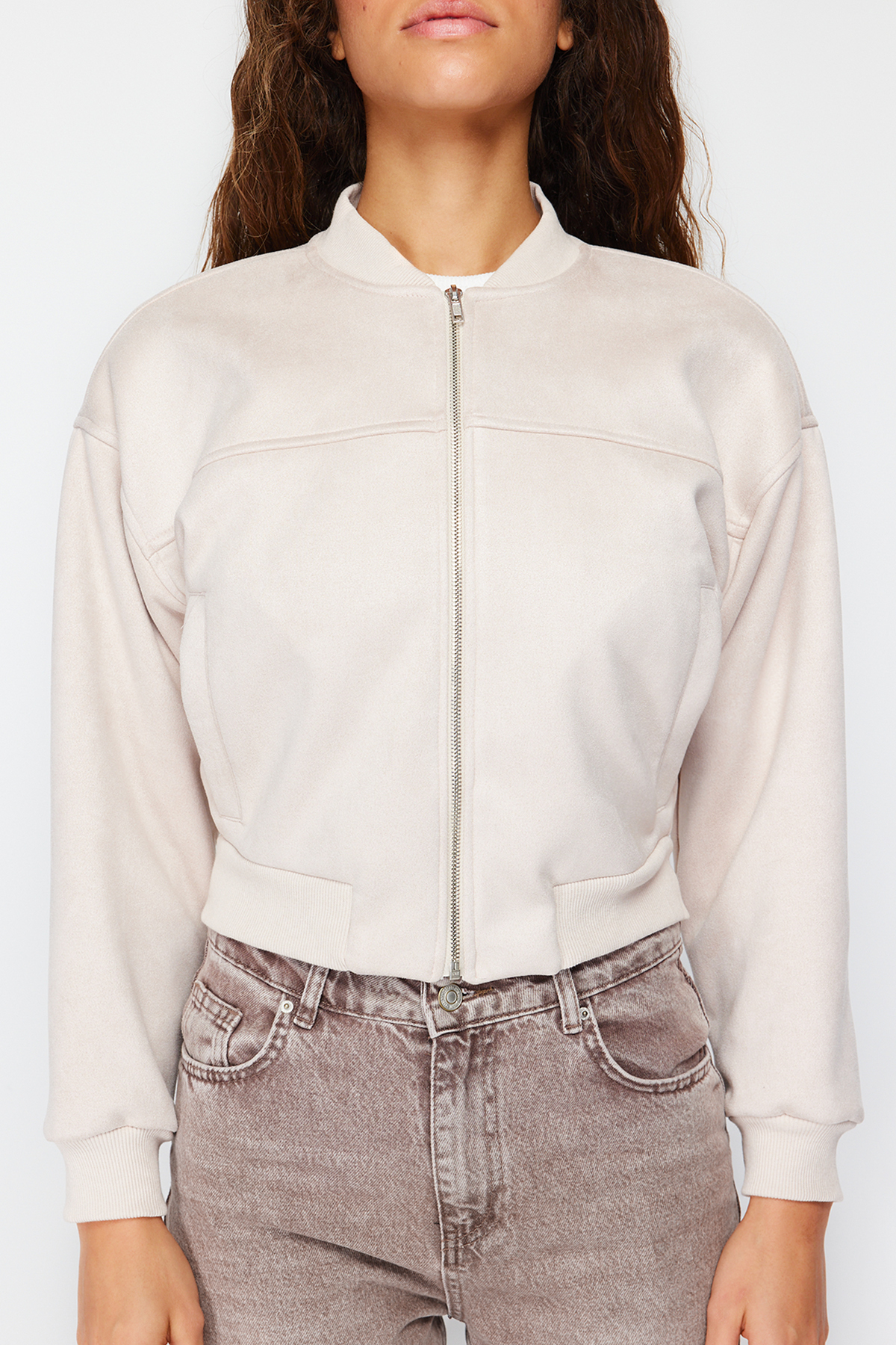  TRENDYOLM?LLA Ta? Oversize Süet Bomber Ceket Mont