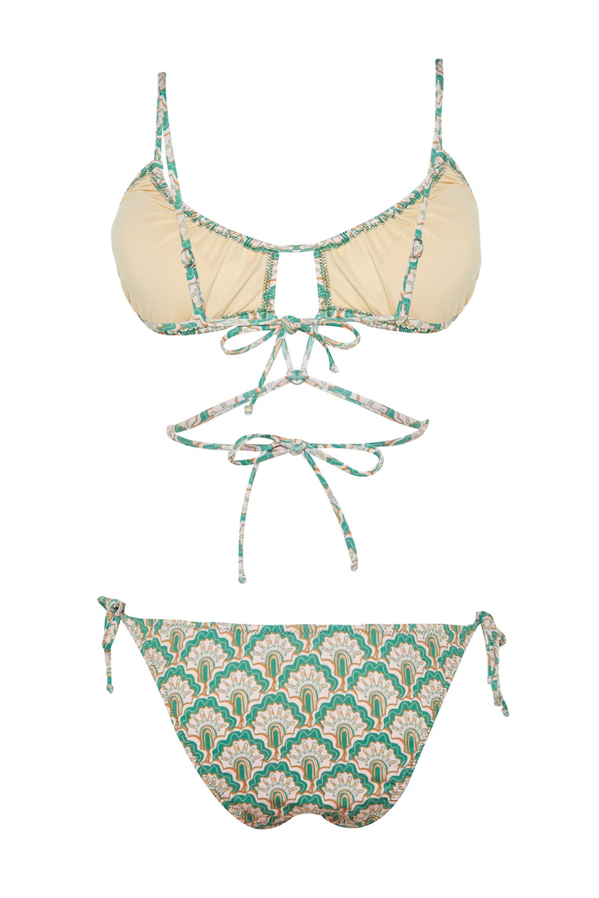 Bikini Set  Women's Ethno–Muster Removable cup Bikini Sets for woman in light green Women’s swimwear