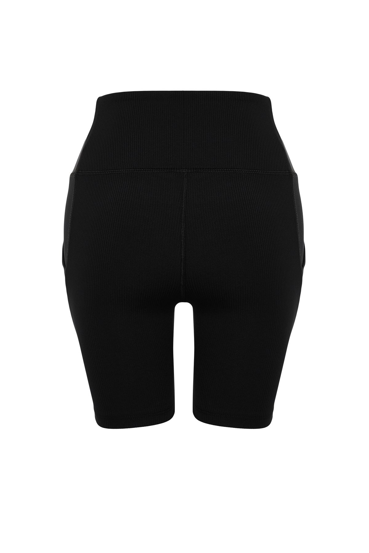 Trendyol Collection-Schwarze gerippte Sportshorts/kurze Leggings aus Tüll mit Wiederherstellungstaille THMSS24TY00005 9