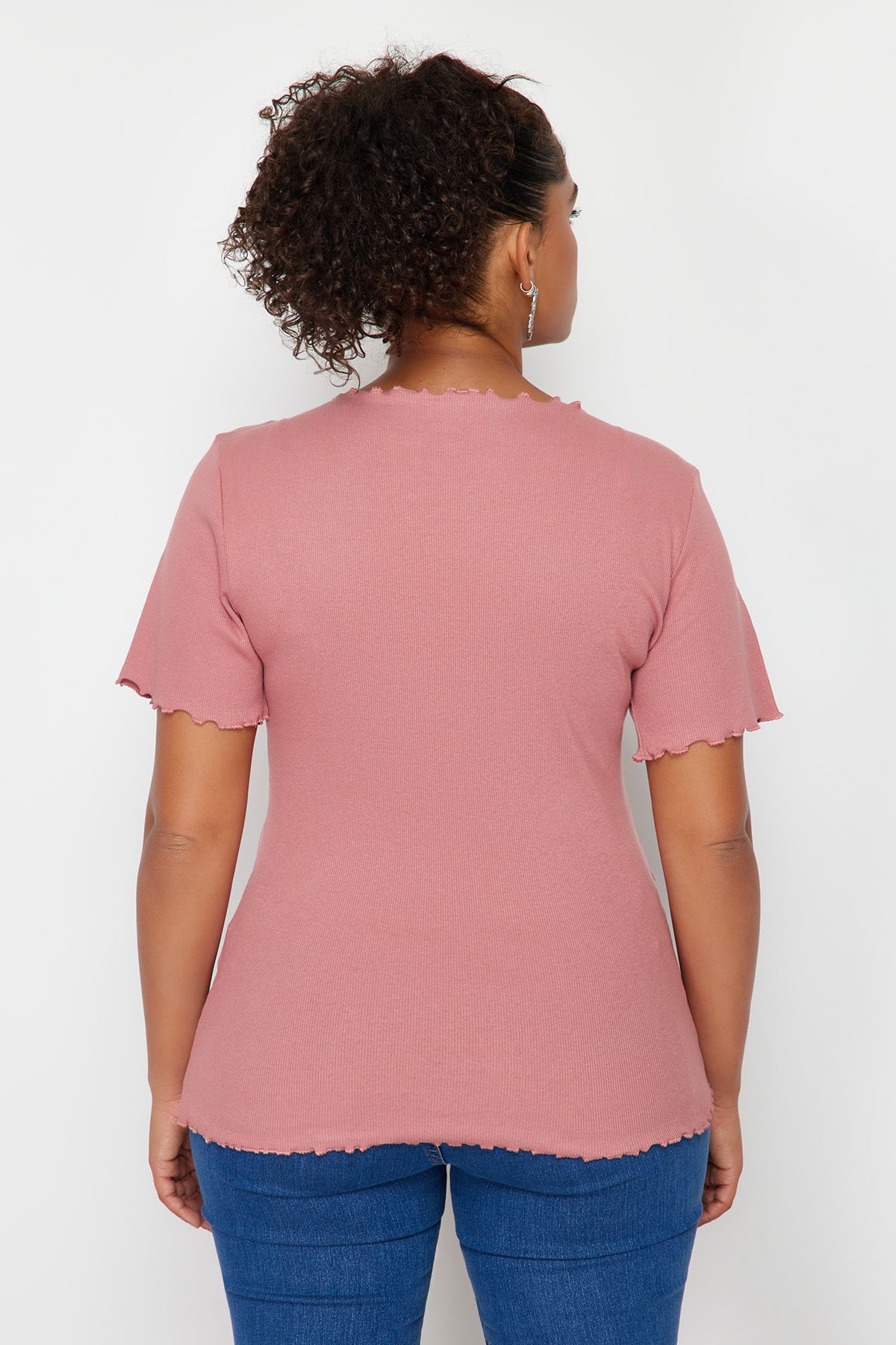 Trendyol Curve-Dusty Rose Camisole kötött, nagy méretű blúz 4