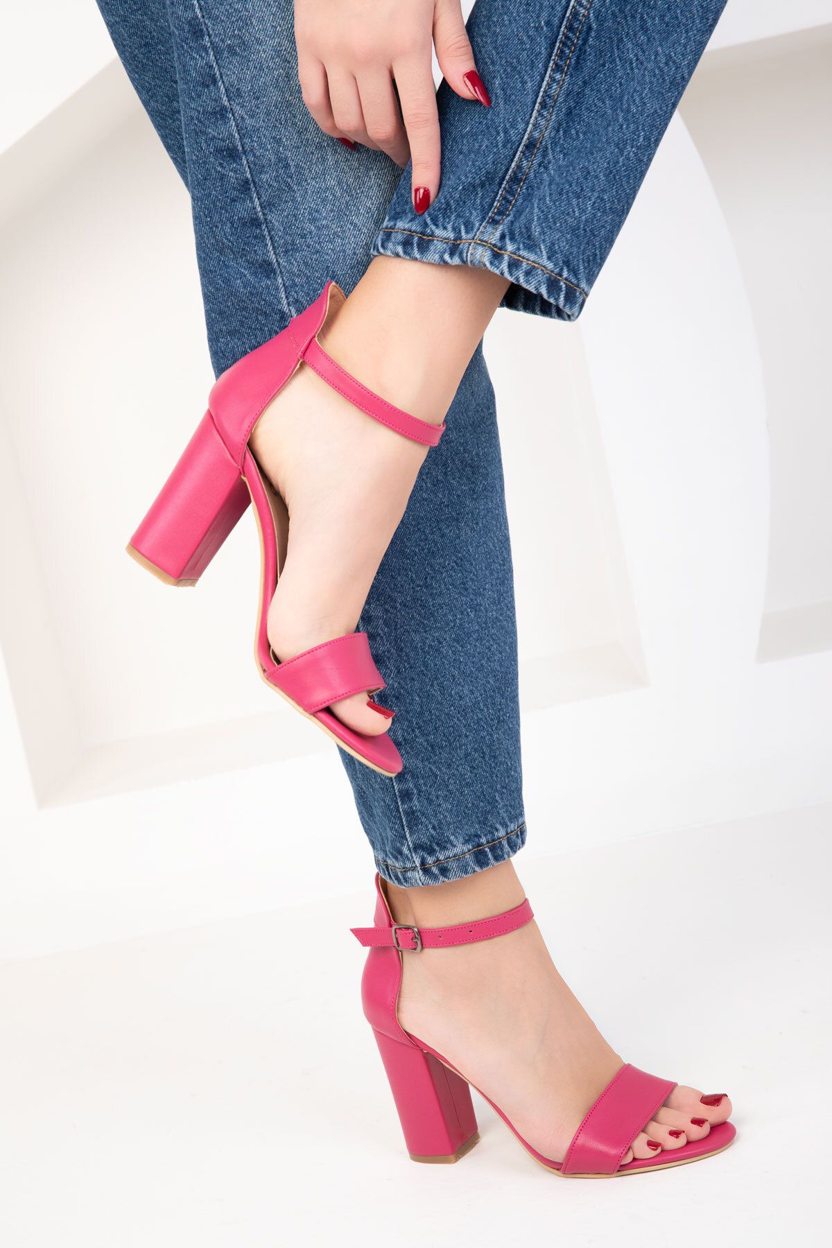 Dark pink block heels clearance