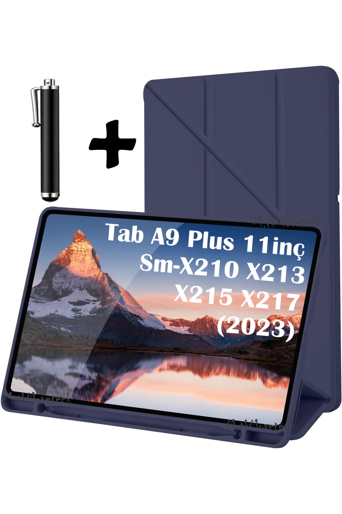 m.tk moveteck Samsung Galaxy Tab A9 Plus 11 Inç Uyumlu Kılıf Kalem Bölmeli Uyku Modlu Arkası Silikon Kapak Sm-x210