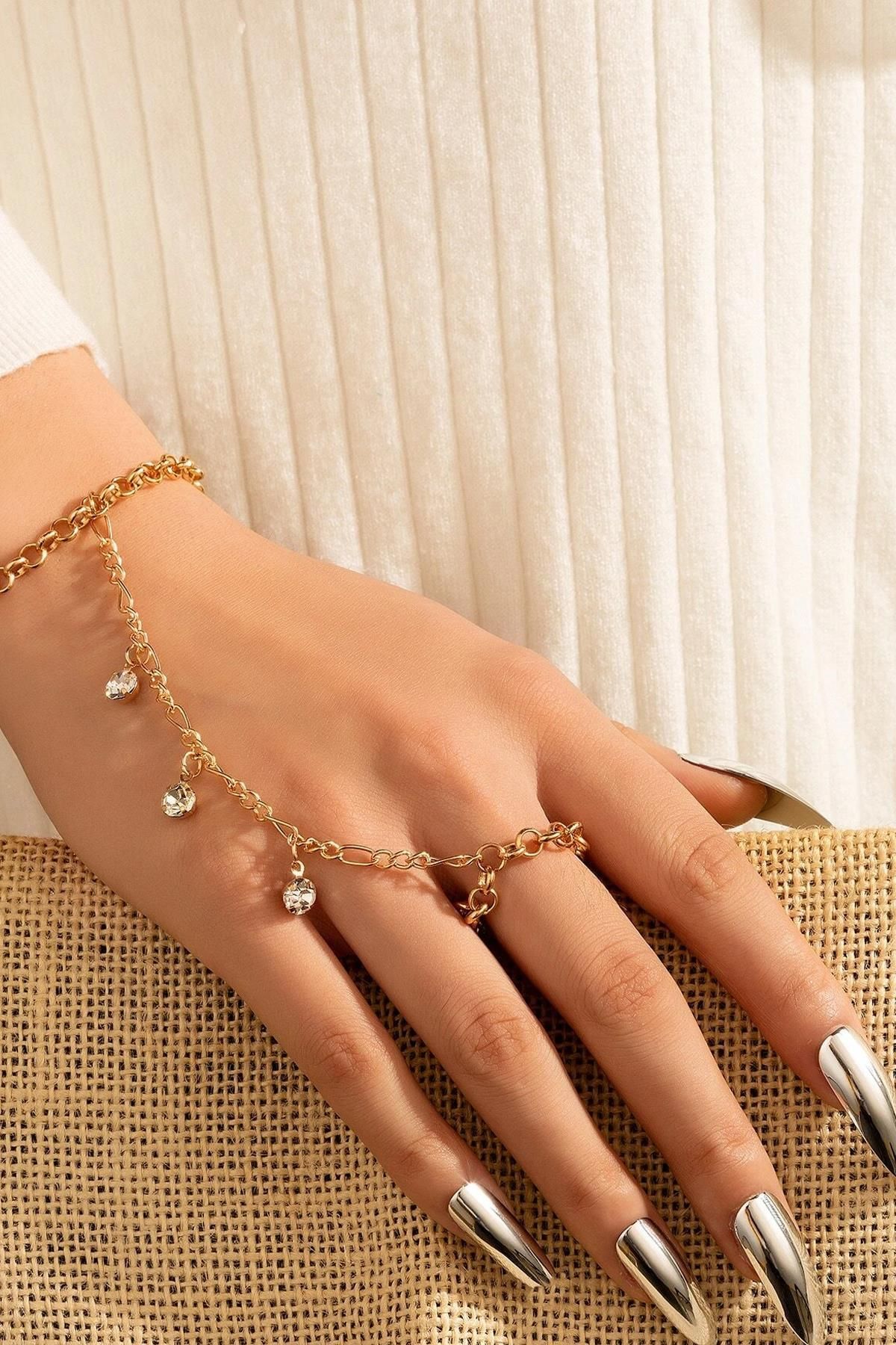 New Obsessions Hand Chain Gold colored Without Stone