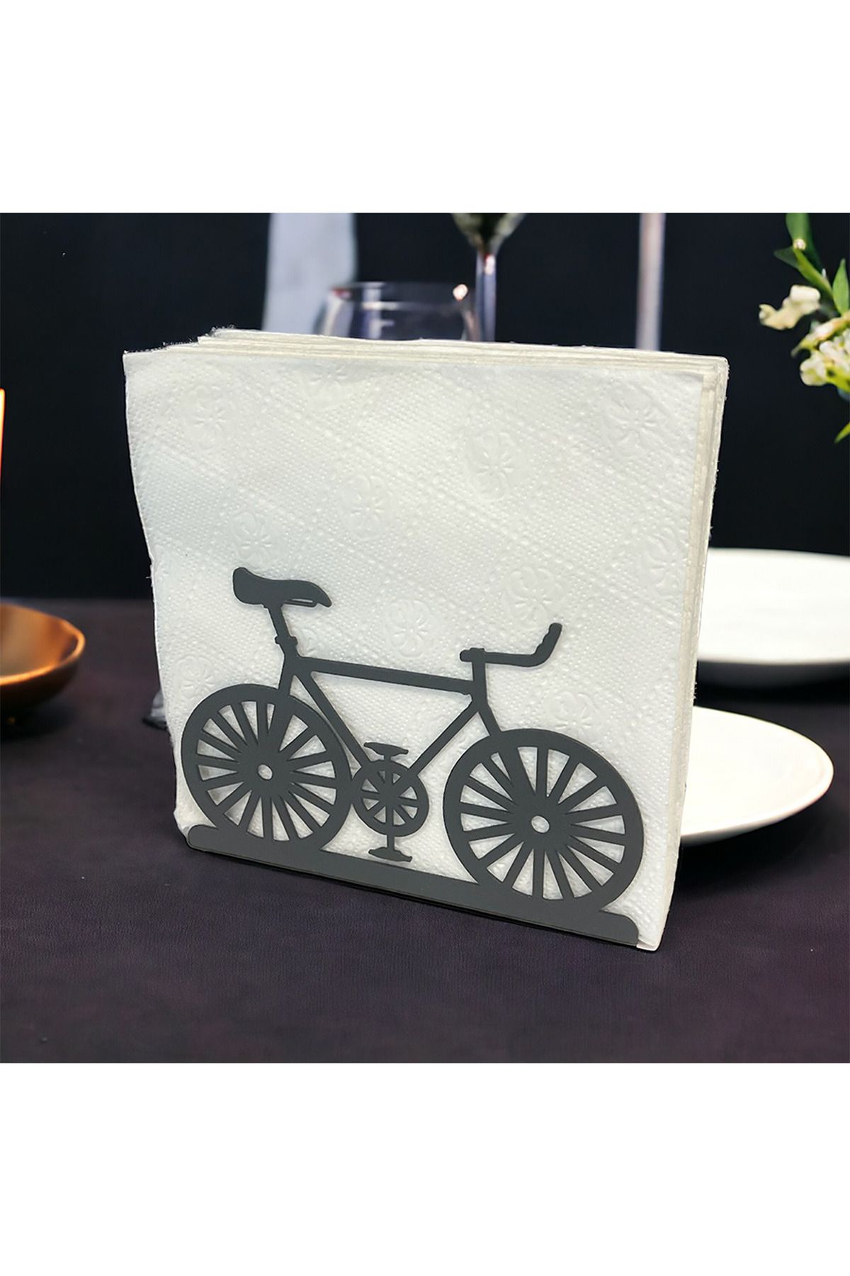 decorelax-Suport pentru șervețele din metal negru cu tematică pentru biciclete 3