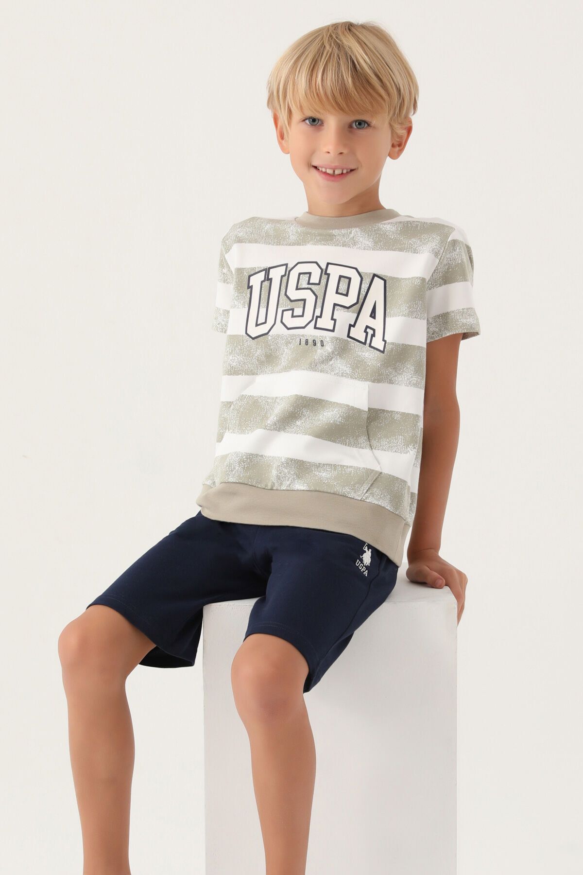کت و شلوار برمودای خاکی پسرانه U.S. Polo Assn.