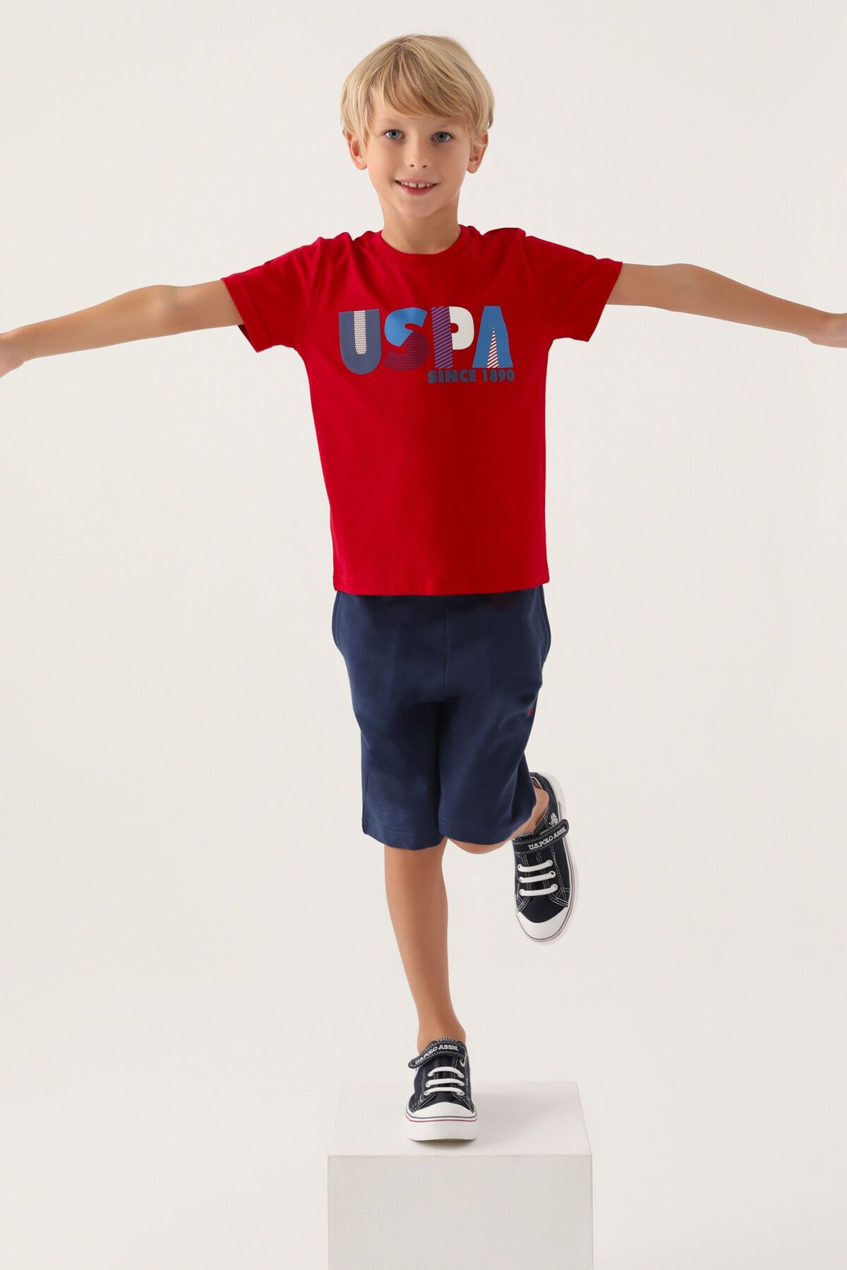 U.S. Polo Assn.-Costum bermude roșii pentru băiat 3