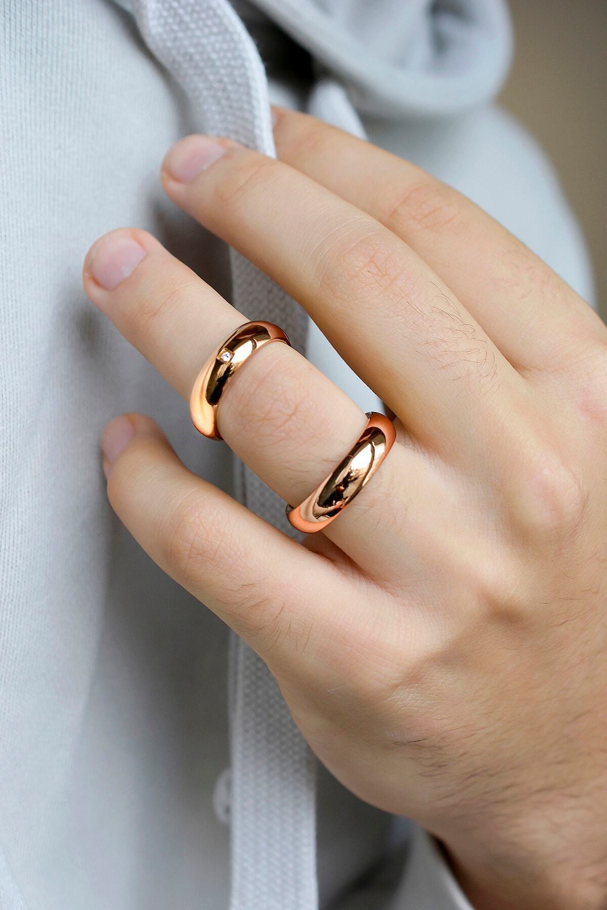 Love Me Marke 6mm 1. Hochwertiger, klassisch gebogener Unisex-Ehering aus Stahl in Rosenfarbe Lm-026r - 