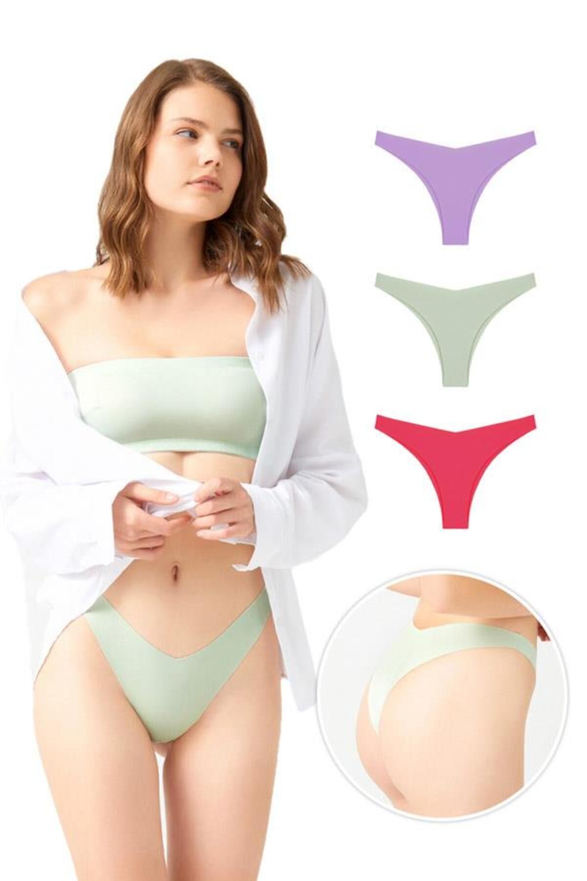 Cottonhill Laser Cut Women's Brazilian Panties 3 Pack-1 - Trendyol