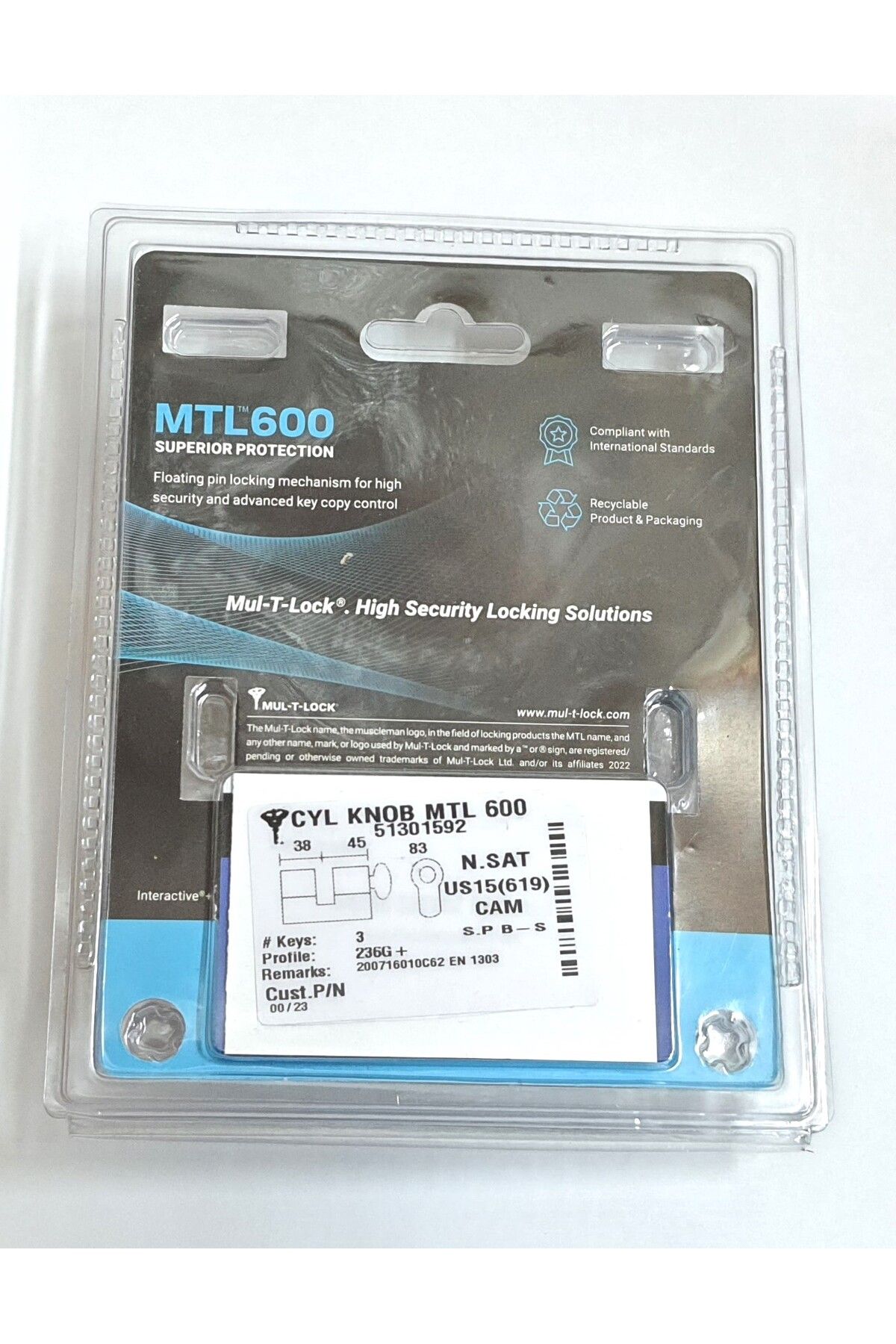 Multlock Mtl600 Interactive Yüksek Güvenli Tuzaklı Mandallı Barel 83 Mm 3 Anahtar - 2