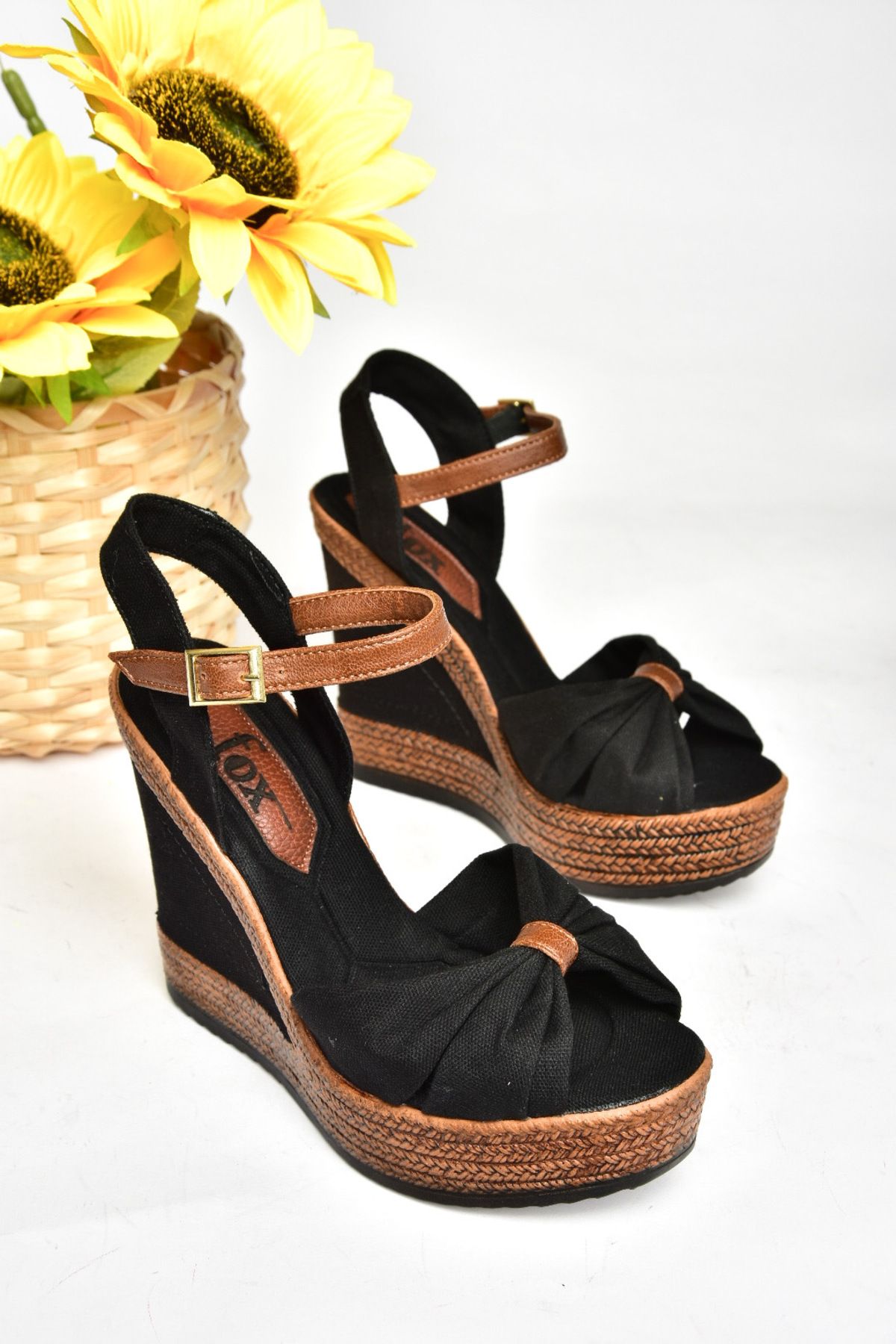 Fox Shoes-Black Women's Wedge Heeled Shoes 9674071005 5