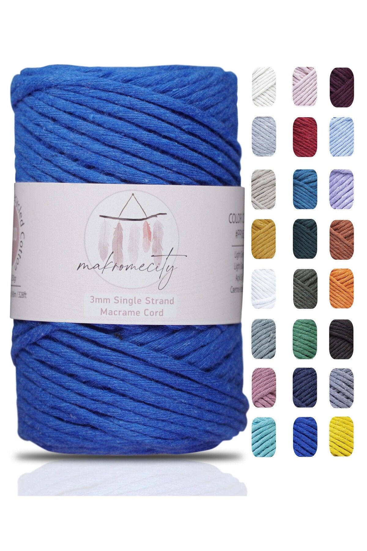 Makromecity-Scalloped Macrame Thread 3mm Scalloped Cotton Macrame Thread Macrame Thread Saks Blue 1