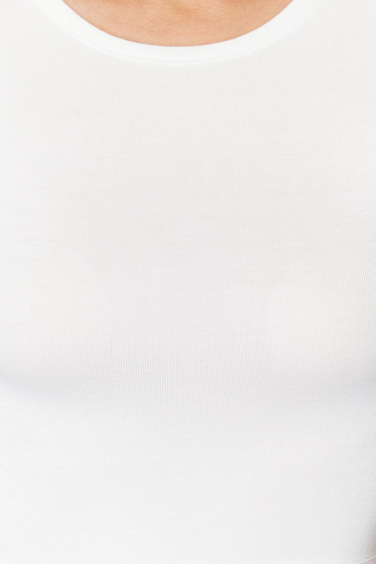 Trendyol Collection-White Crew Neck Moon Sleeve Crop Knitted Blouse TWOSS24BZ00446 10