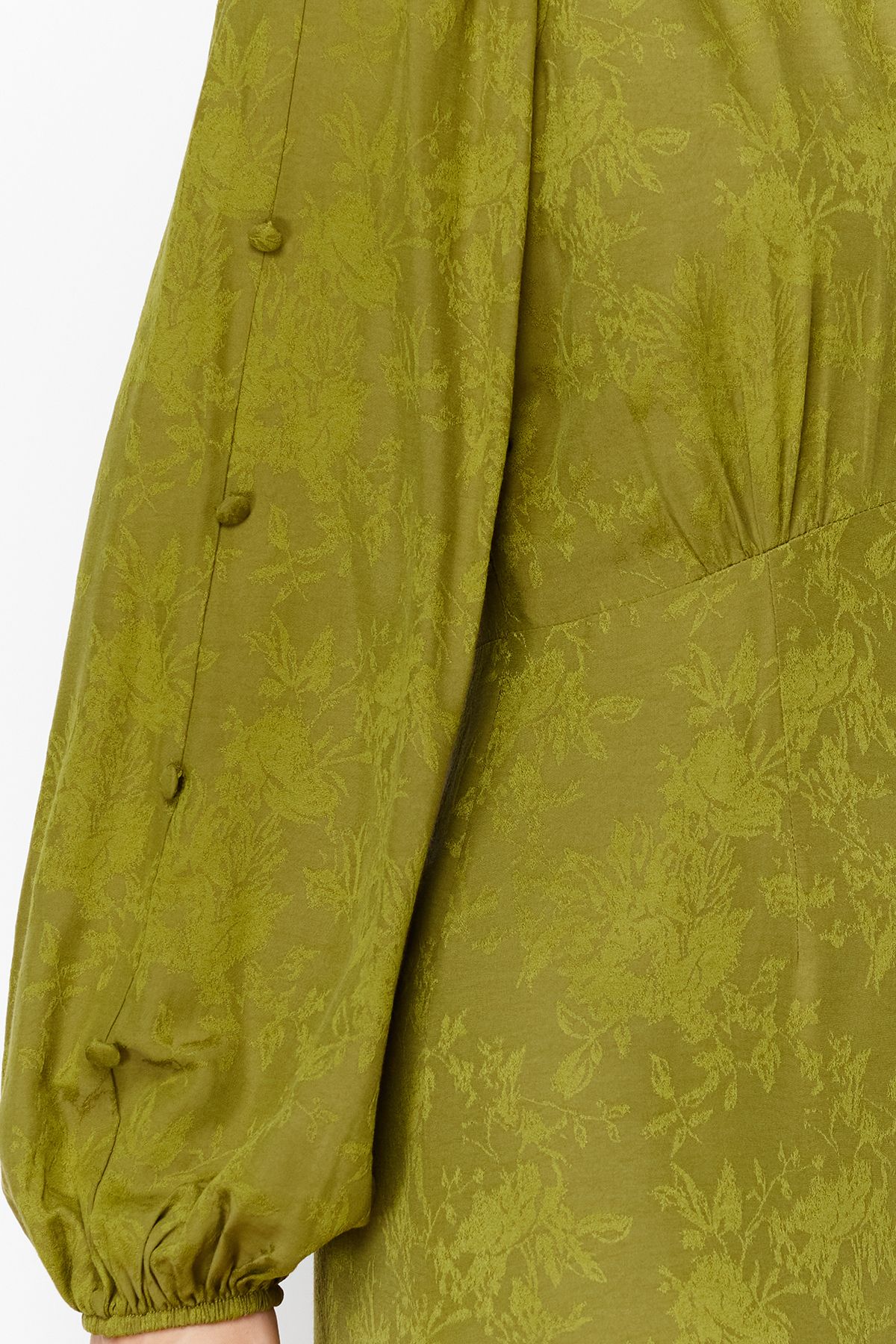 Trendyol Modest-Khakifarbenes Jacquard-Kleid mit Blumenmuster TCTSS24EB00064 4