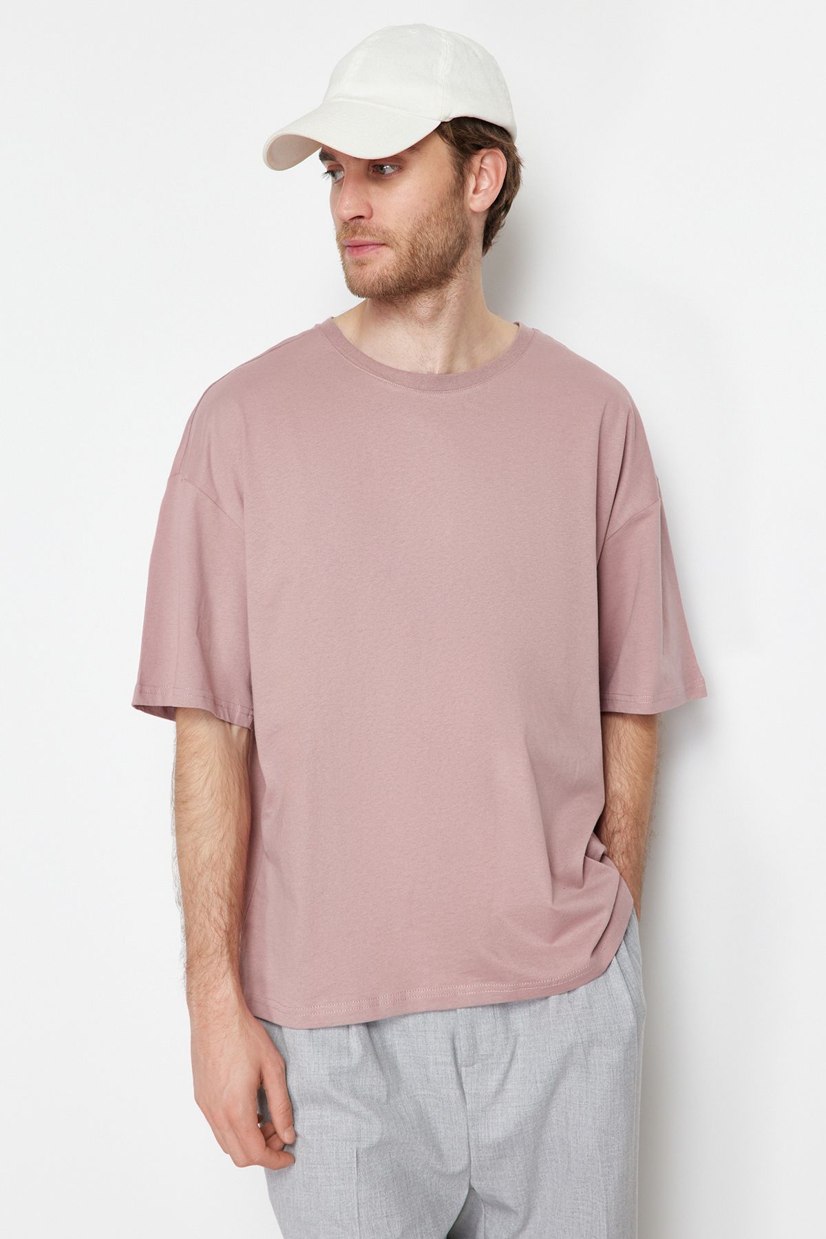 Trendyol Collection-Dusty Rose Oversize/Wide Cut 100% tričko TMNSS22TS0318 4
