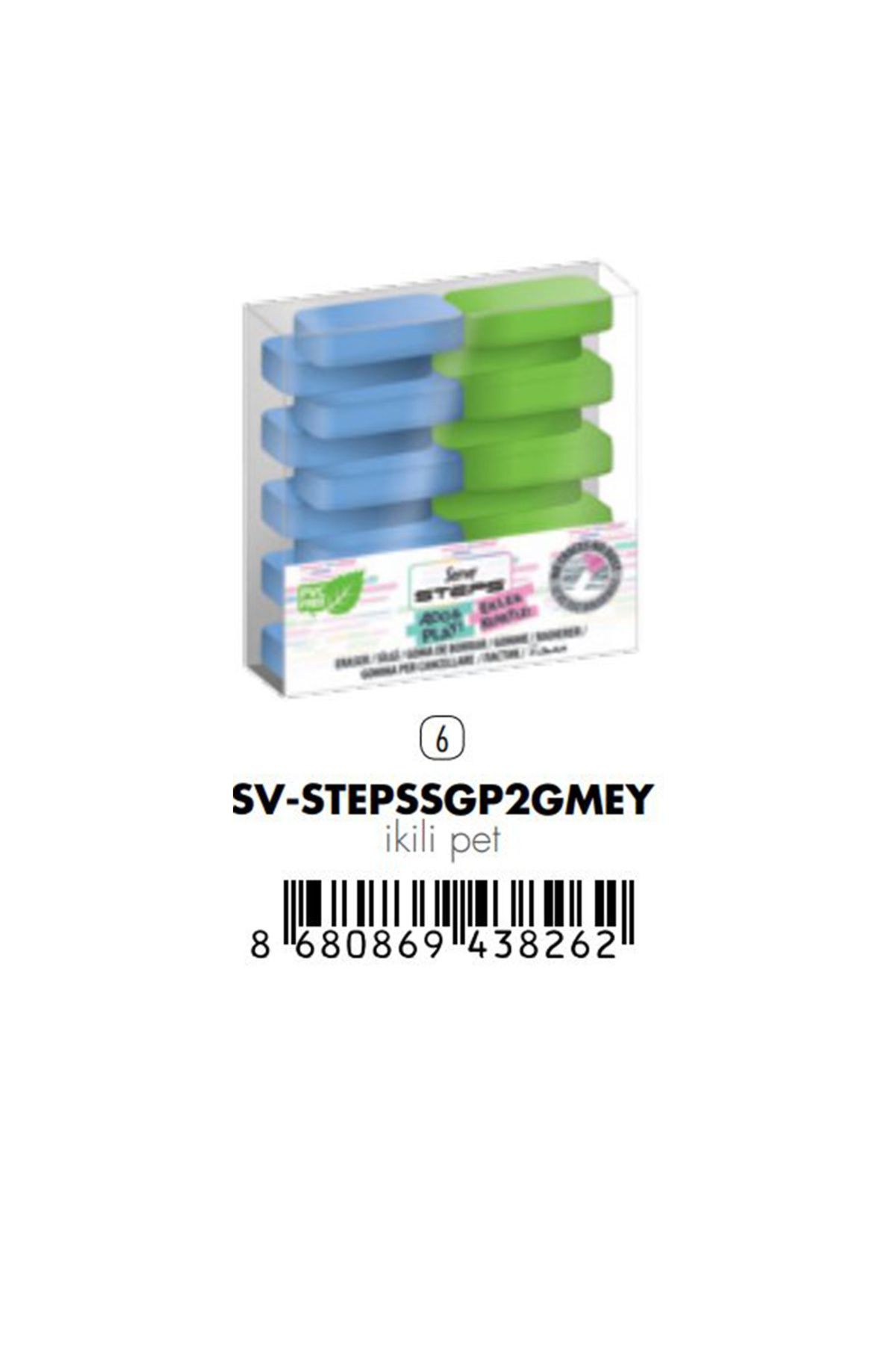 Serve Steps Silgi Fosforlu Karton Mavi-Yeşil