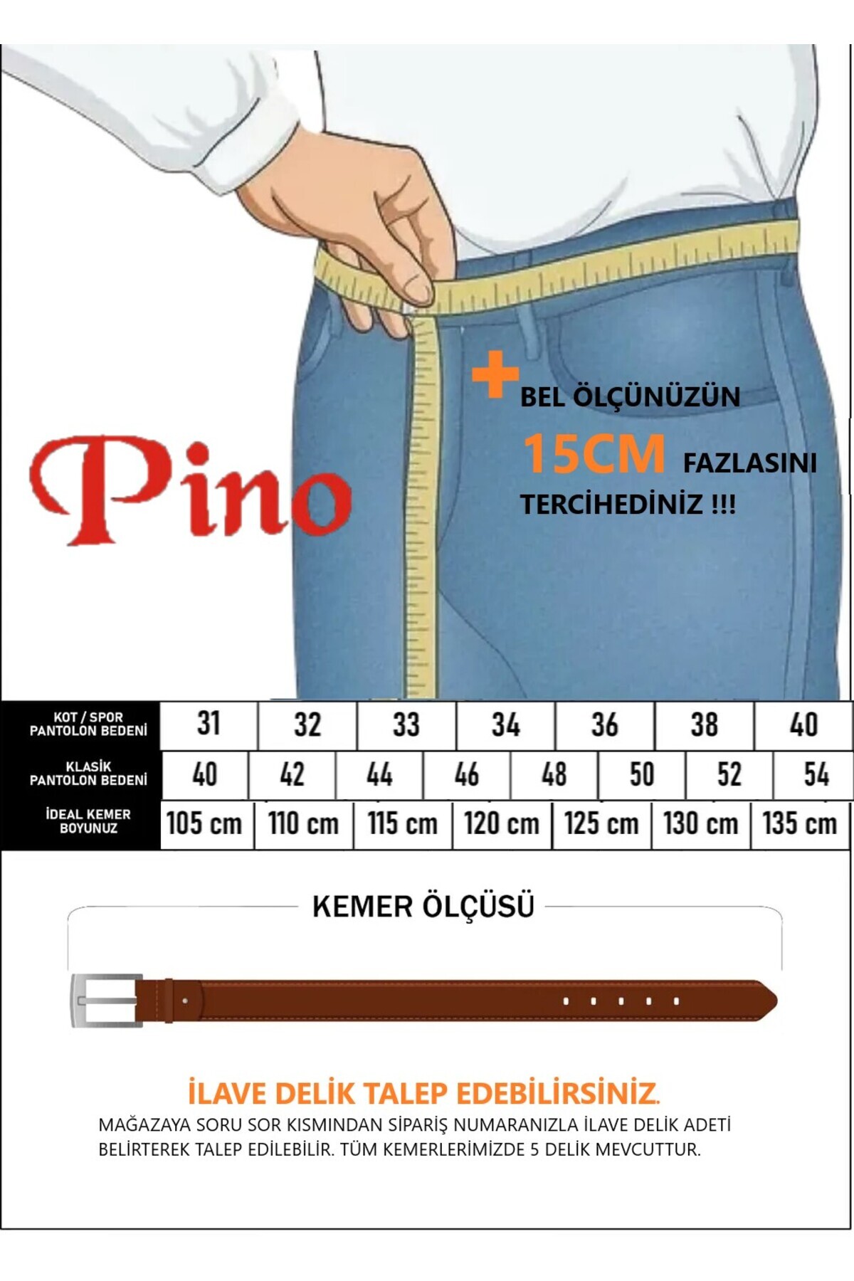 کمربند مردانه مشکی Pino44 | 35PİNODL اورجینال - تصویر 4