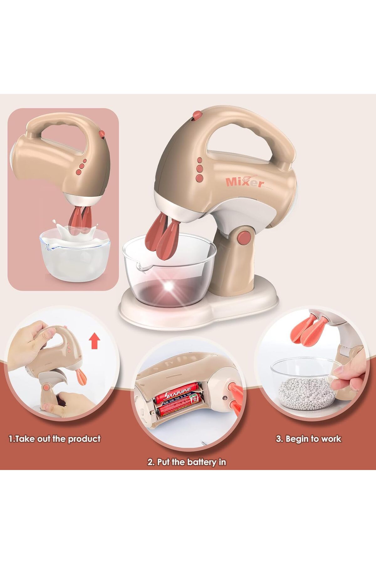 Veluoess-Children's Toy Kitchen Set Coffee Maker, Blender, Mixer, Toaster and Attachments 4